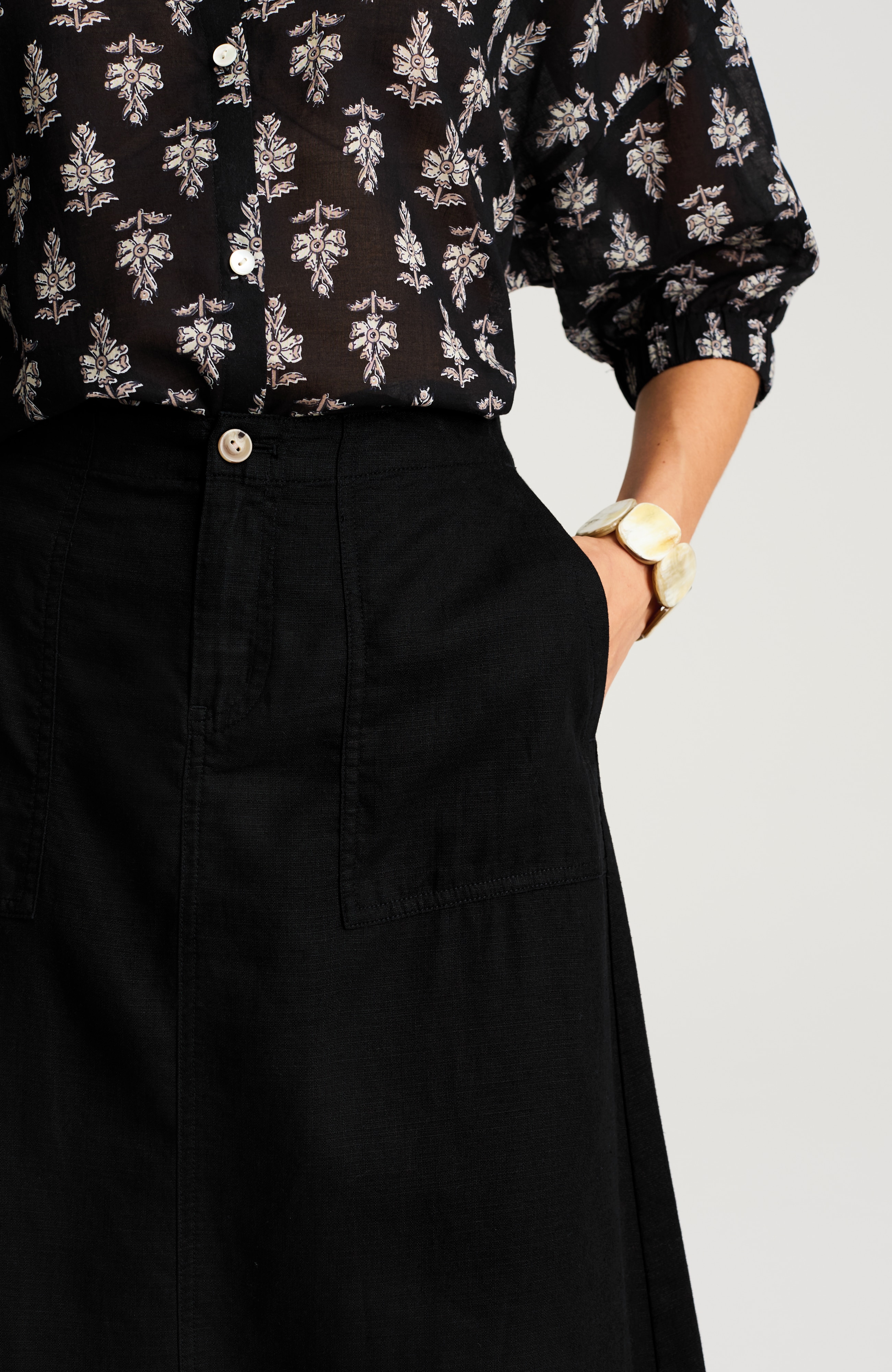 pure jill linen-blend maxi skirt