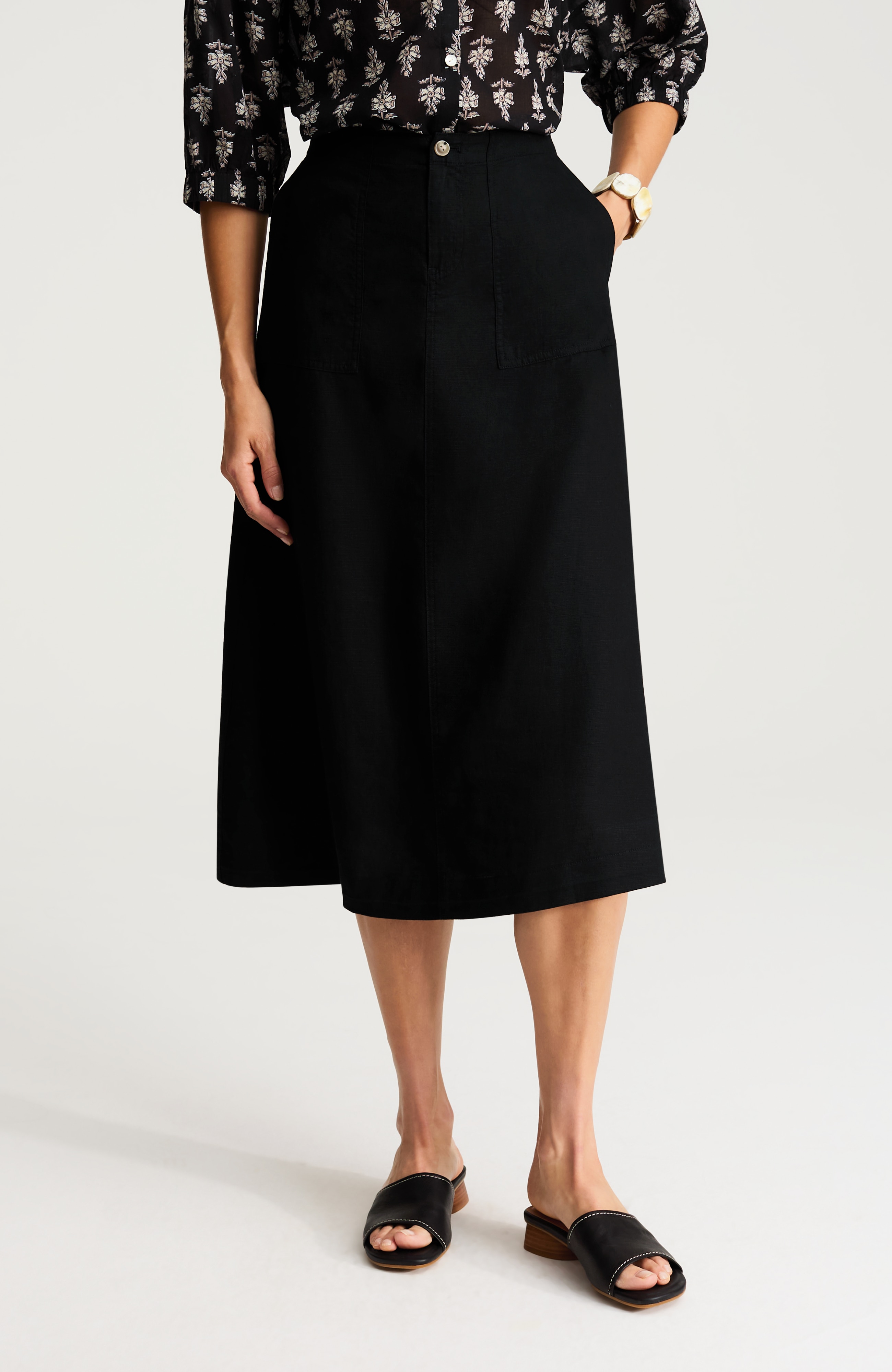 pure jill linen-blend maxi skirt