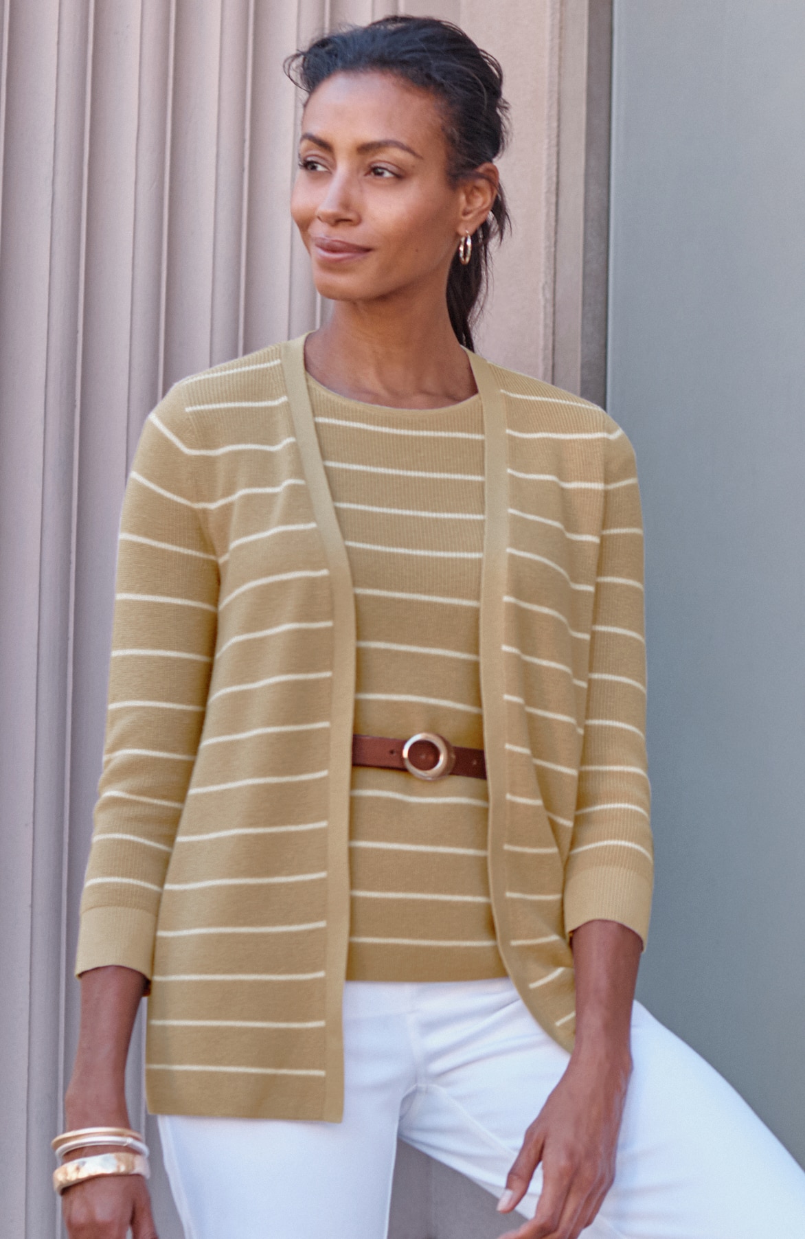 wearever ribbed open-front cardi