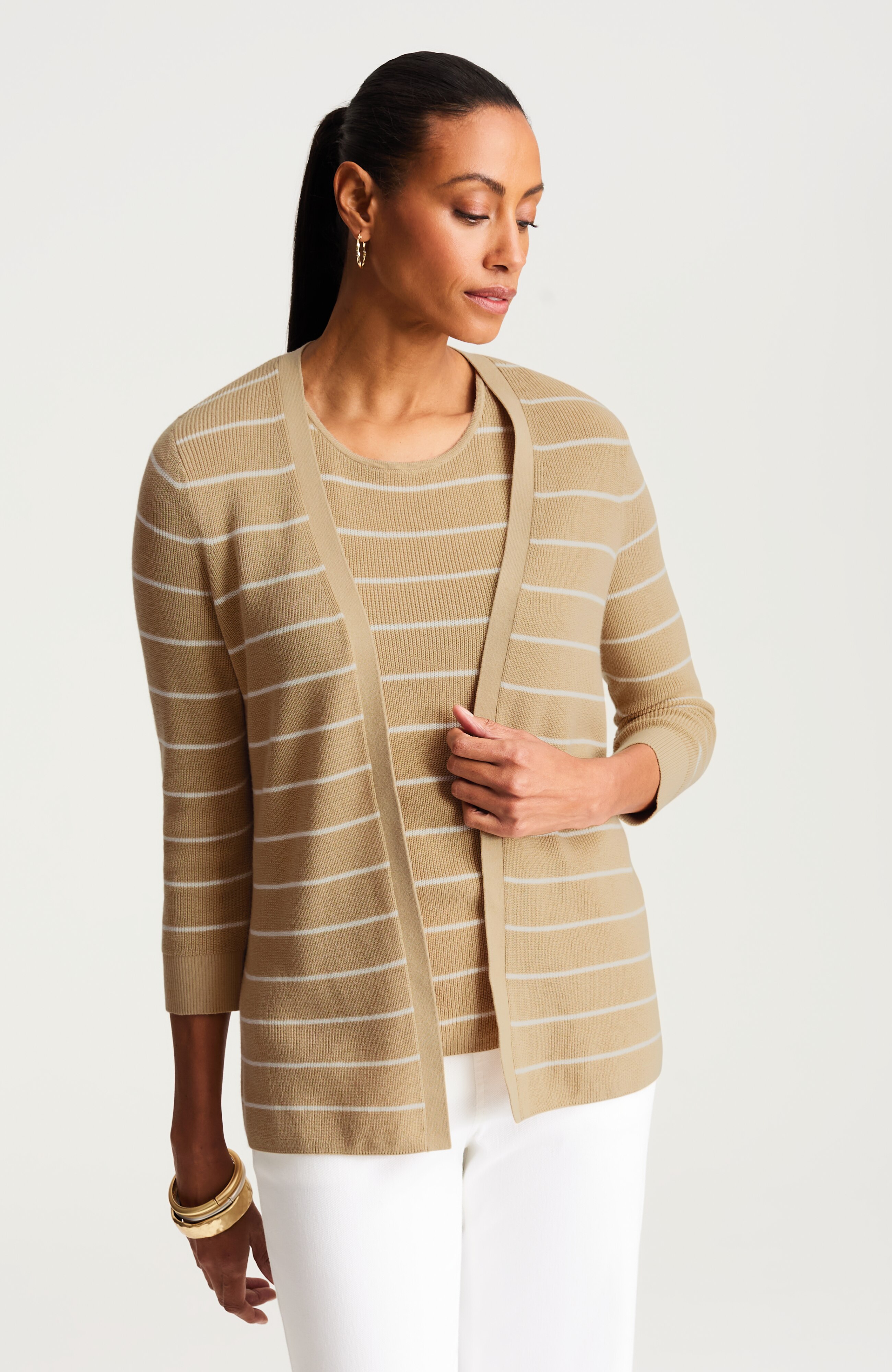 wearever ribbed open-front cardi