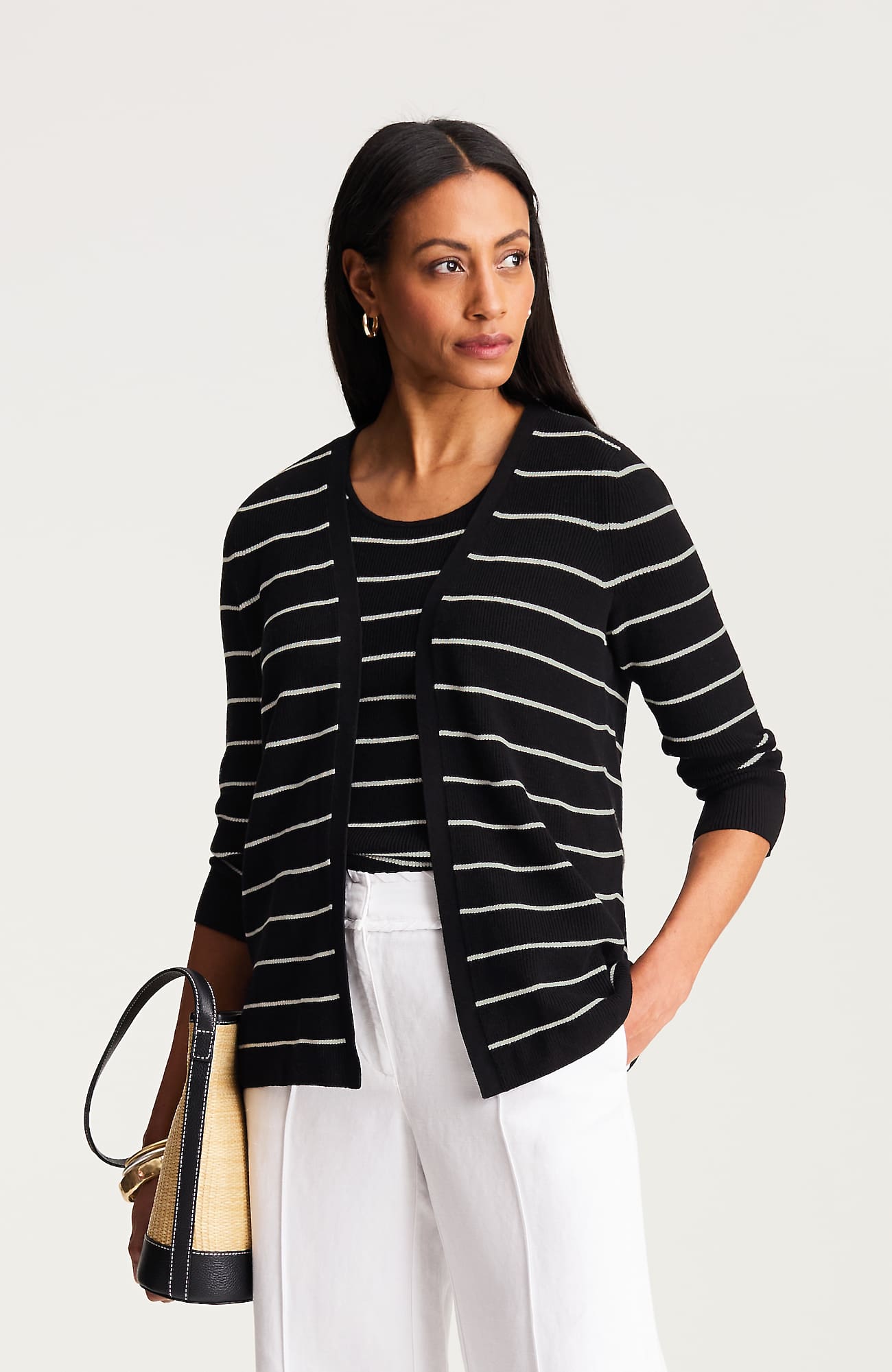 Jjill Wearever Ribbed Open-front Cardigan In Multi