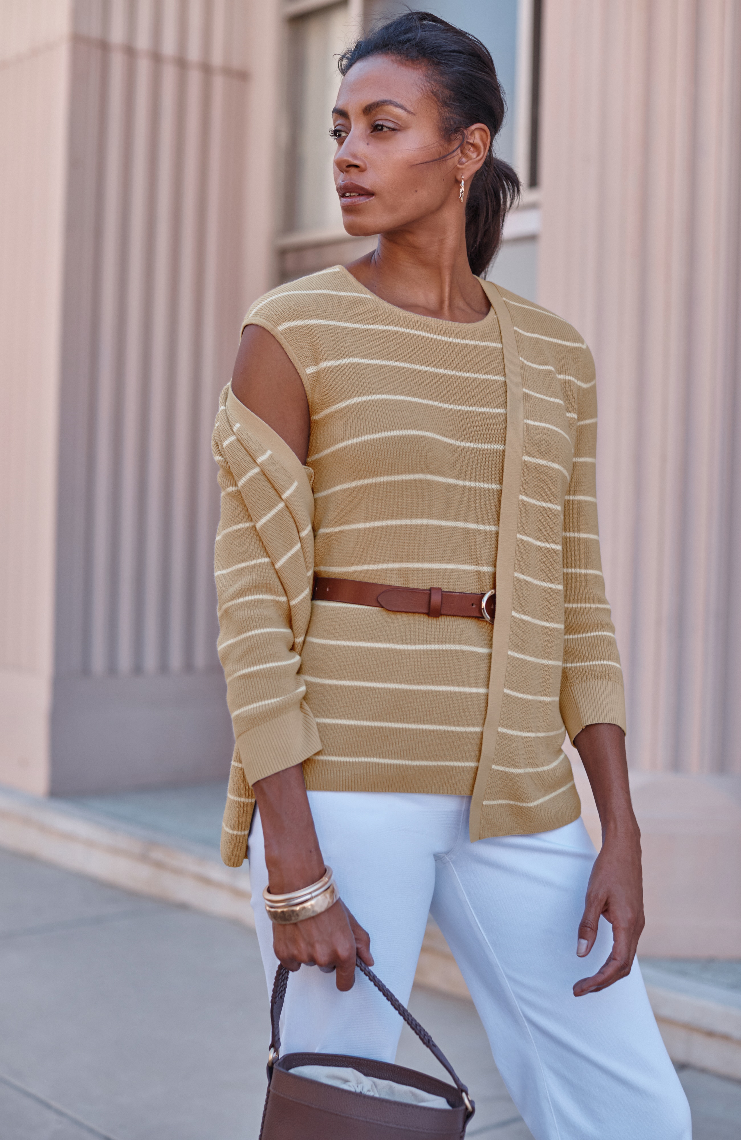 wearever ribbed cap-sleeve sweater