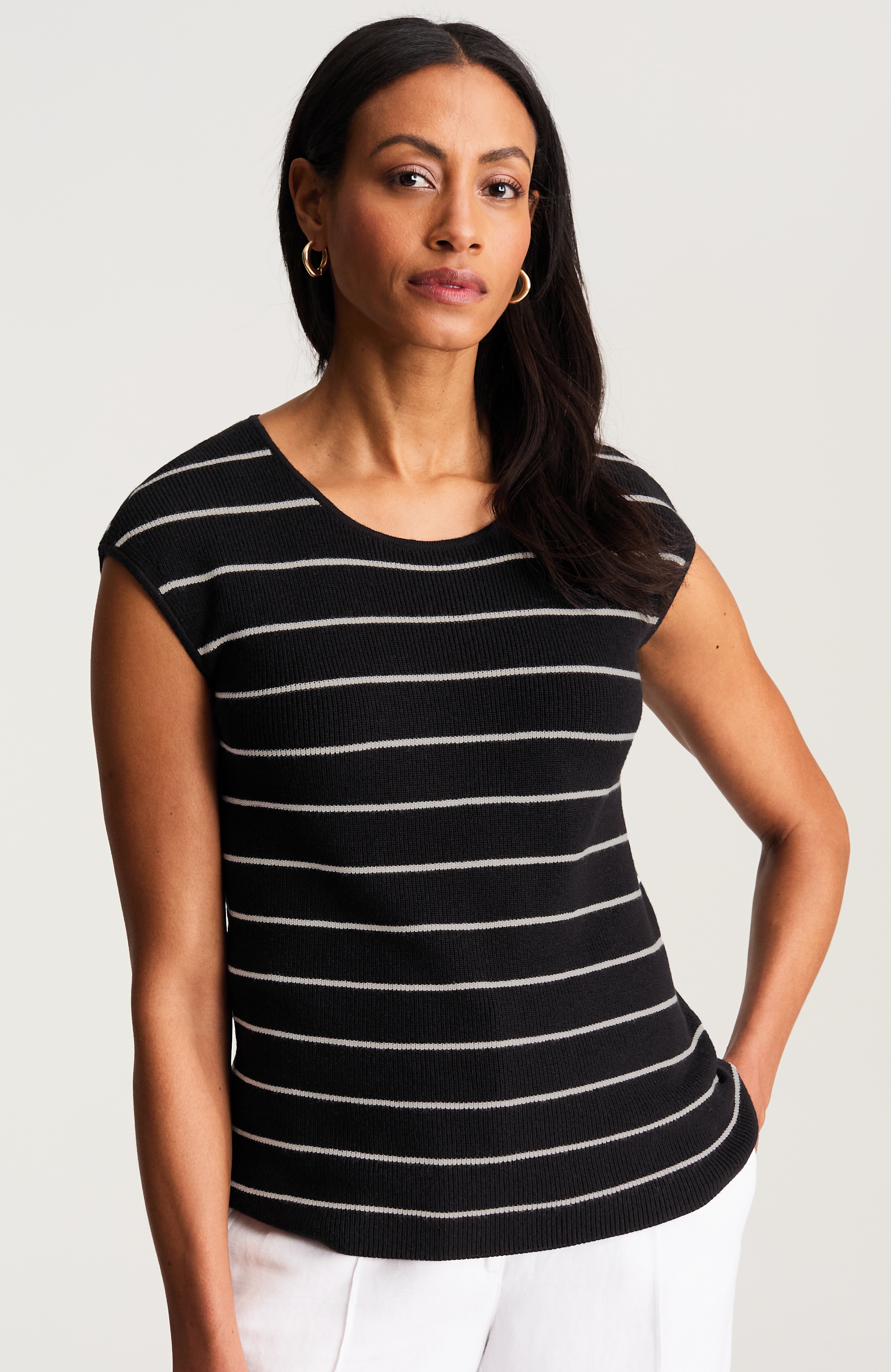 wearever ribbed cap-sleeve sweater