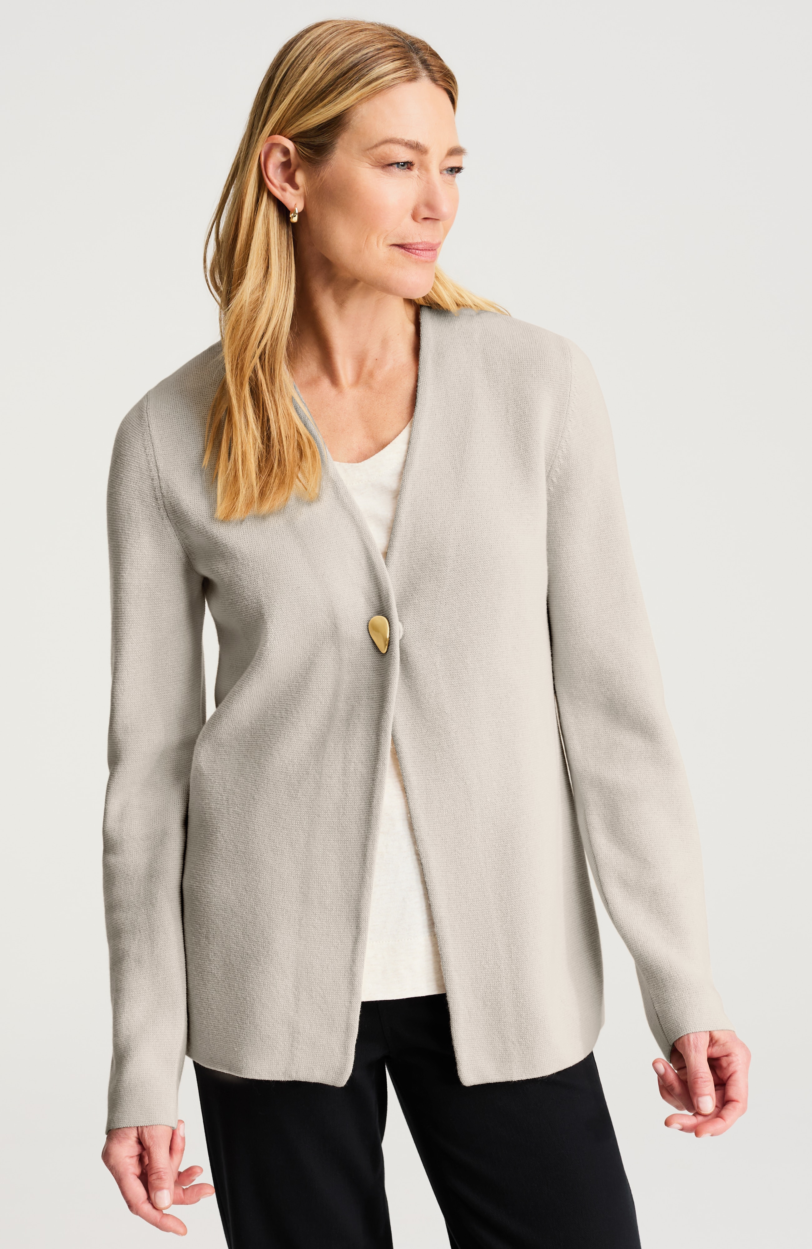 WEAREVER DOUBLE-KNIT SNAP-FRONT CARDI | JJill