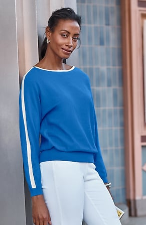 Image for Wearever Contrast-Seam Dolman-Sleeve Pullover