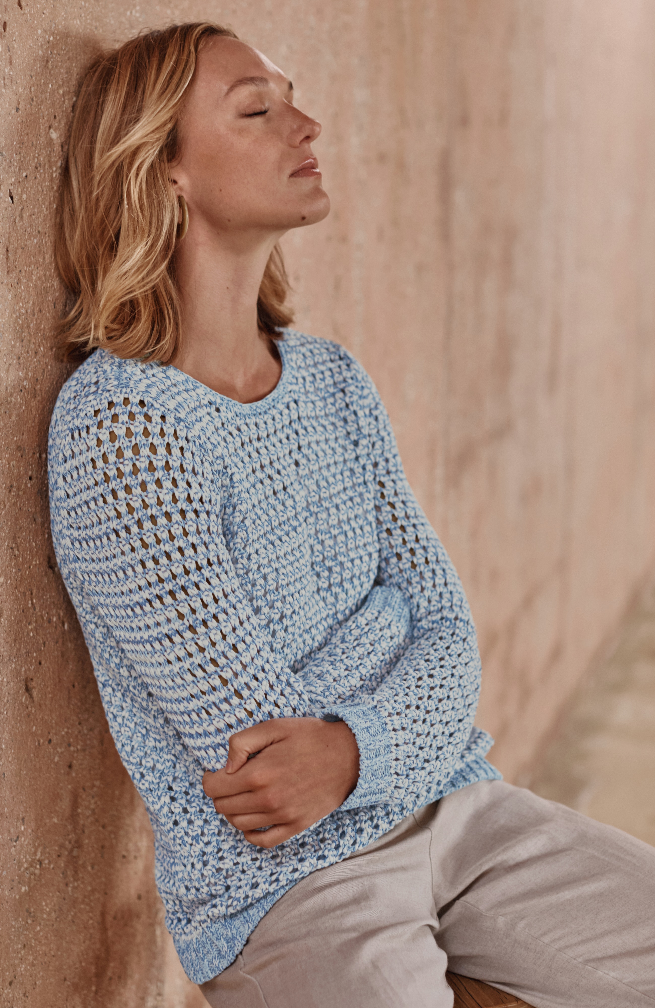 pure jill open-texture sweater