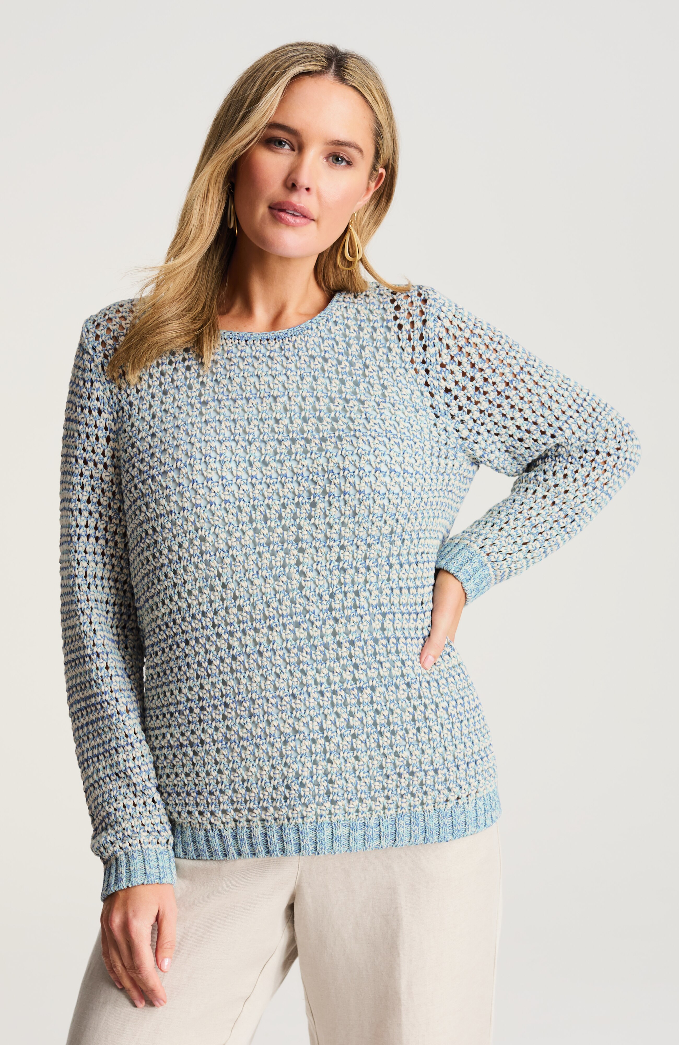 pure jill open-texture sweater