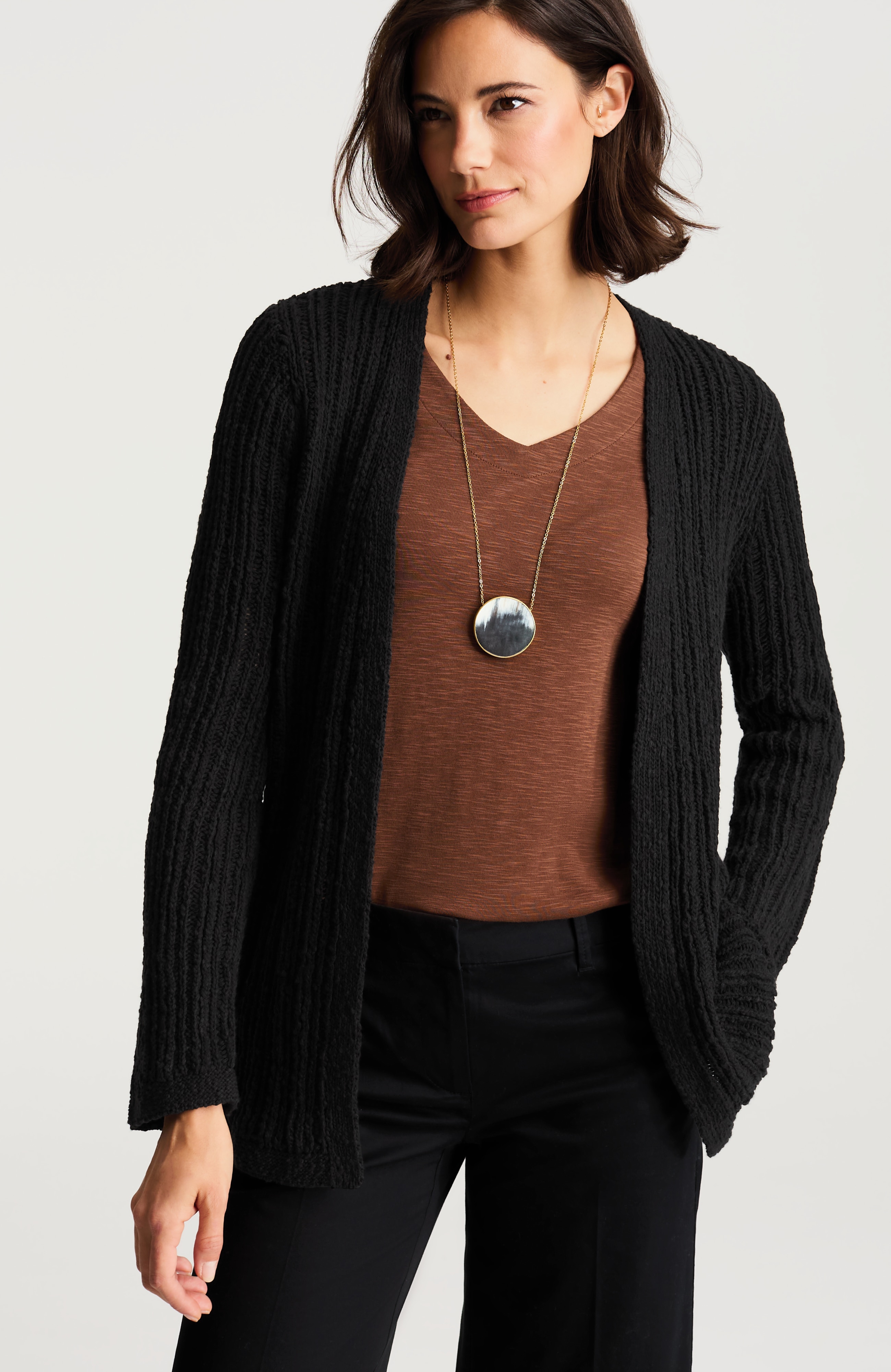 pure jill open-texture cardi