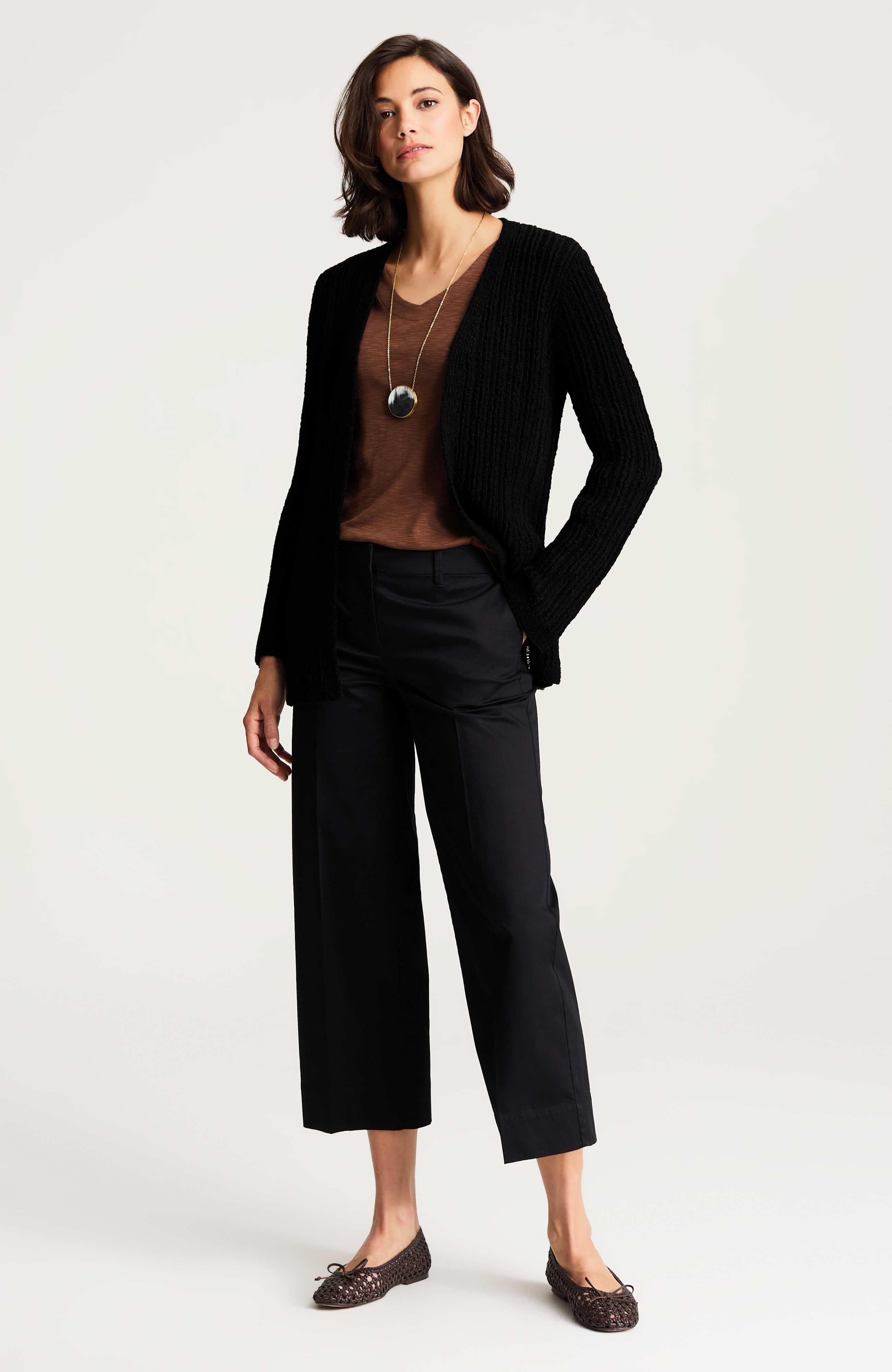 pure jill open-texture cardi