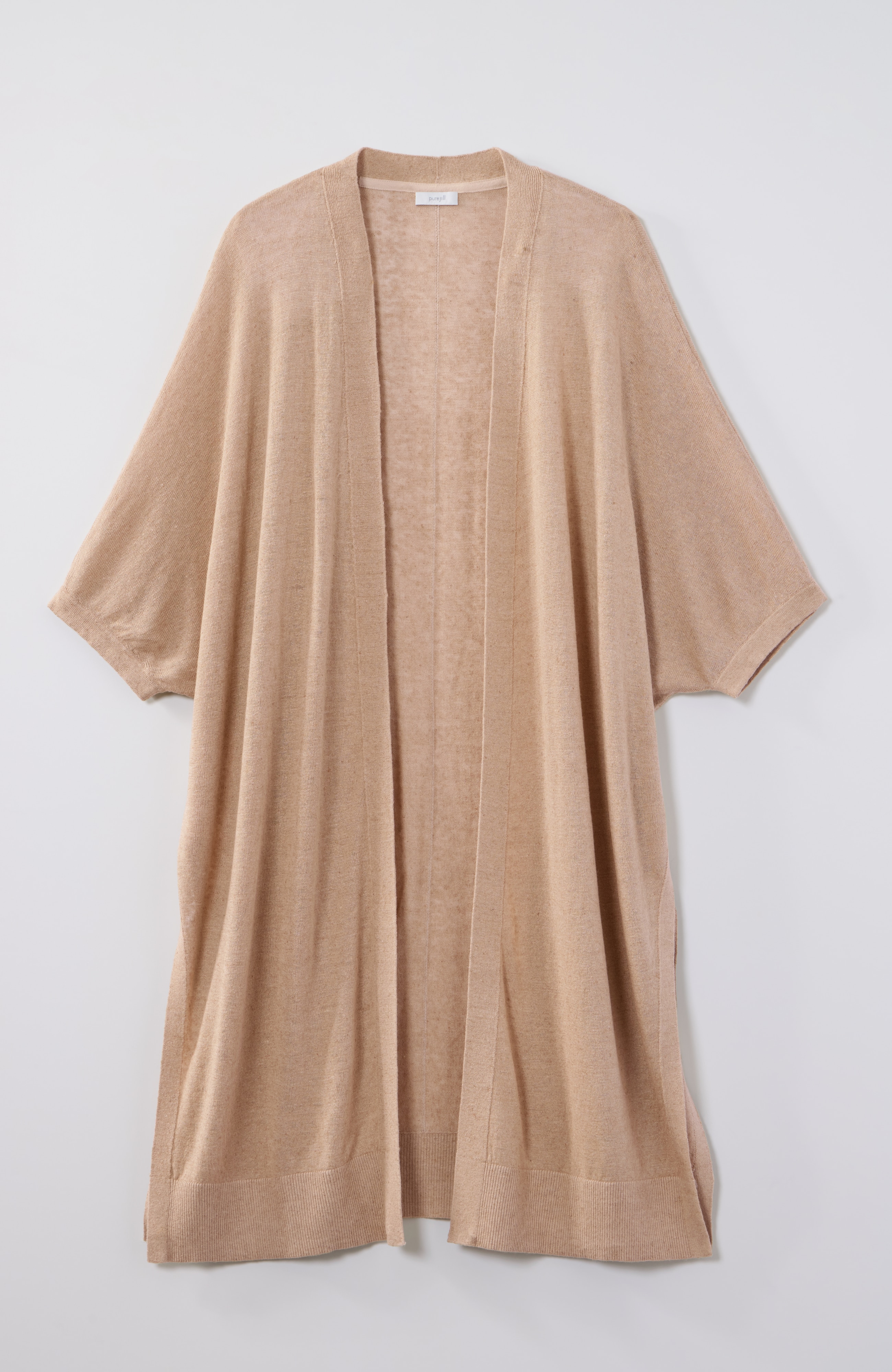 pure jill linen-blend short-sleeve cardi