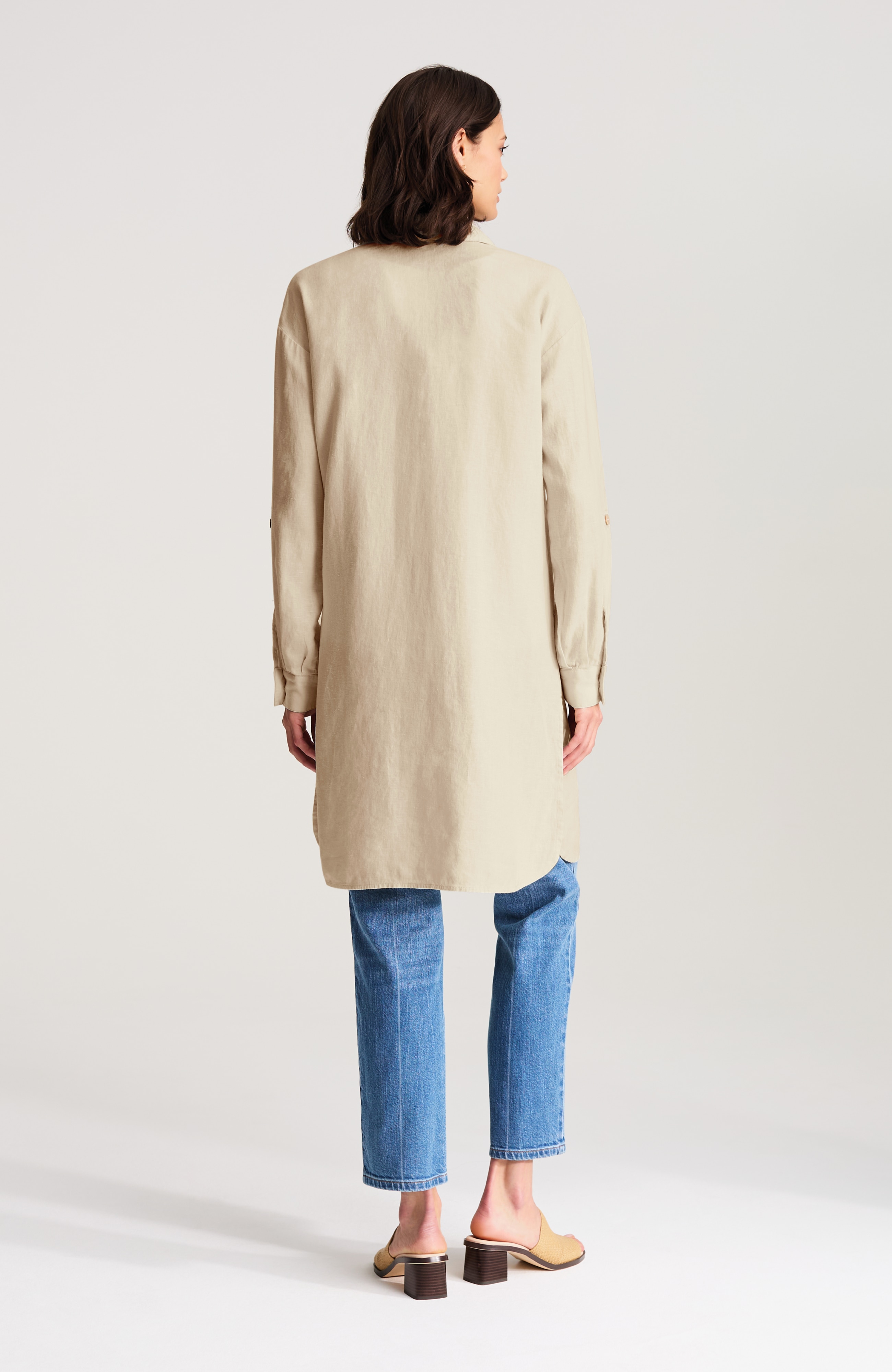 pure jill linen-blend duster jacket