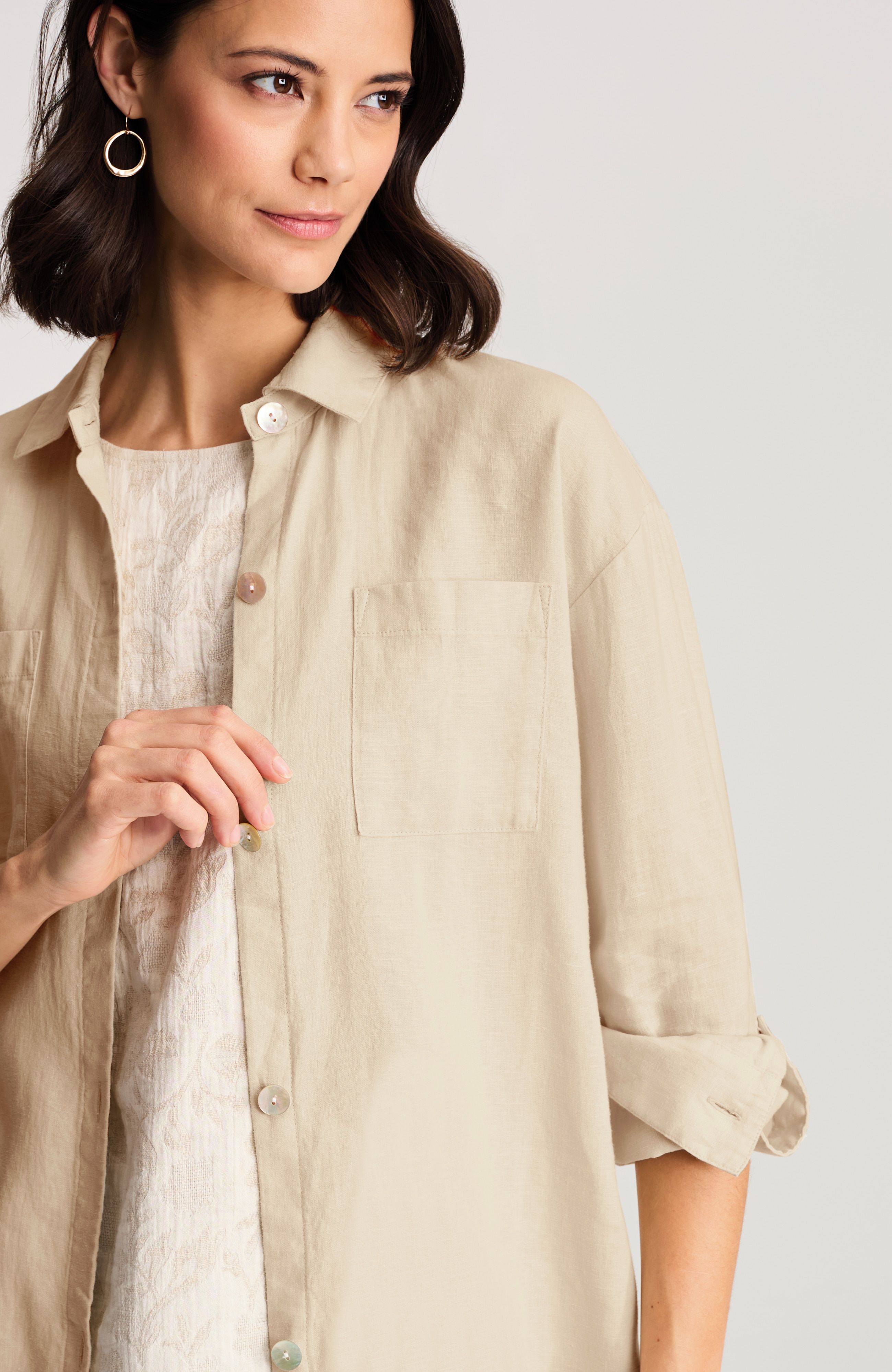 pure jill linen-blend duster jacket