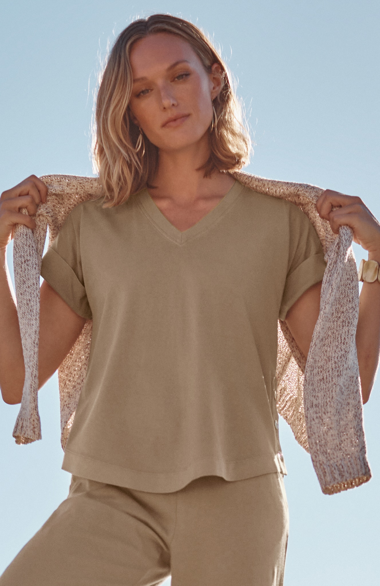 pure jill button-detail tee