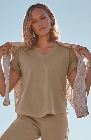 Image for Pure Jill Button-Detail Tee