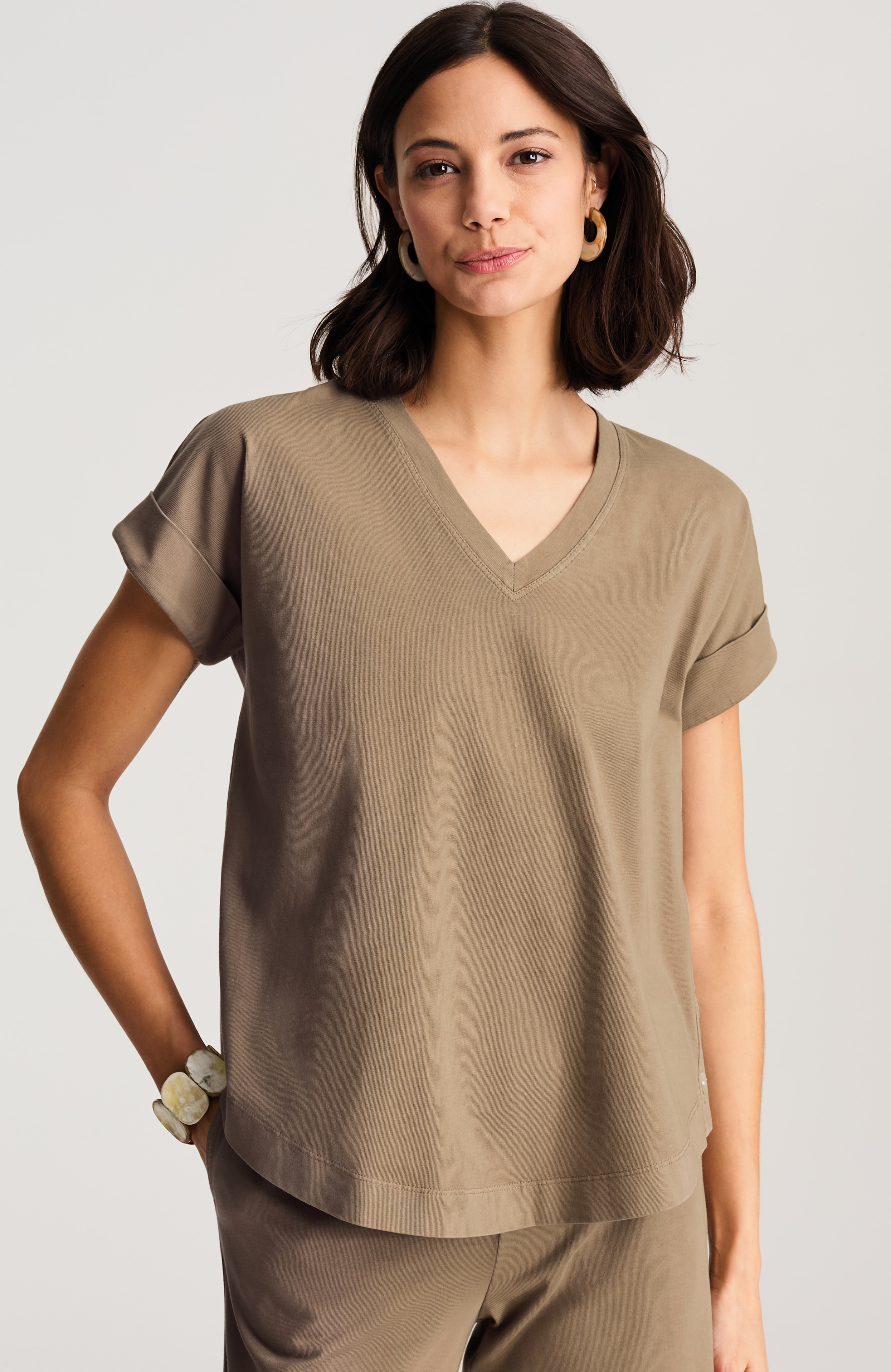 pure jill button-detail tee