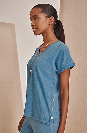 Image for Pure Jill Button-Detail Tee