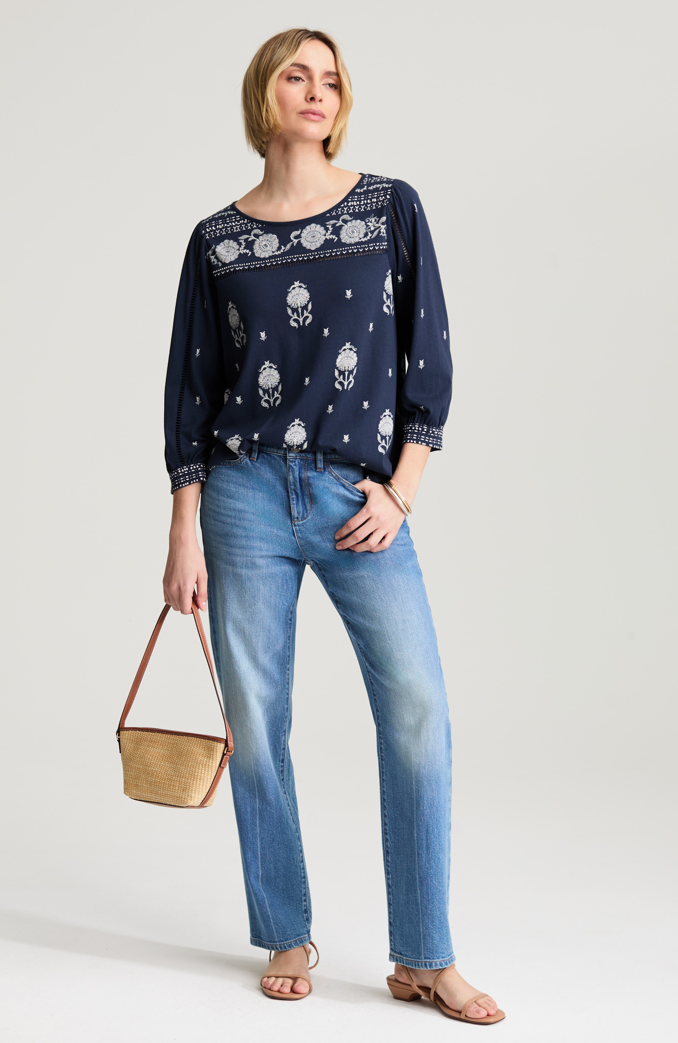 pure jill border-print top