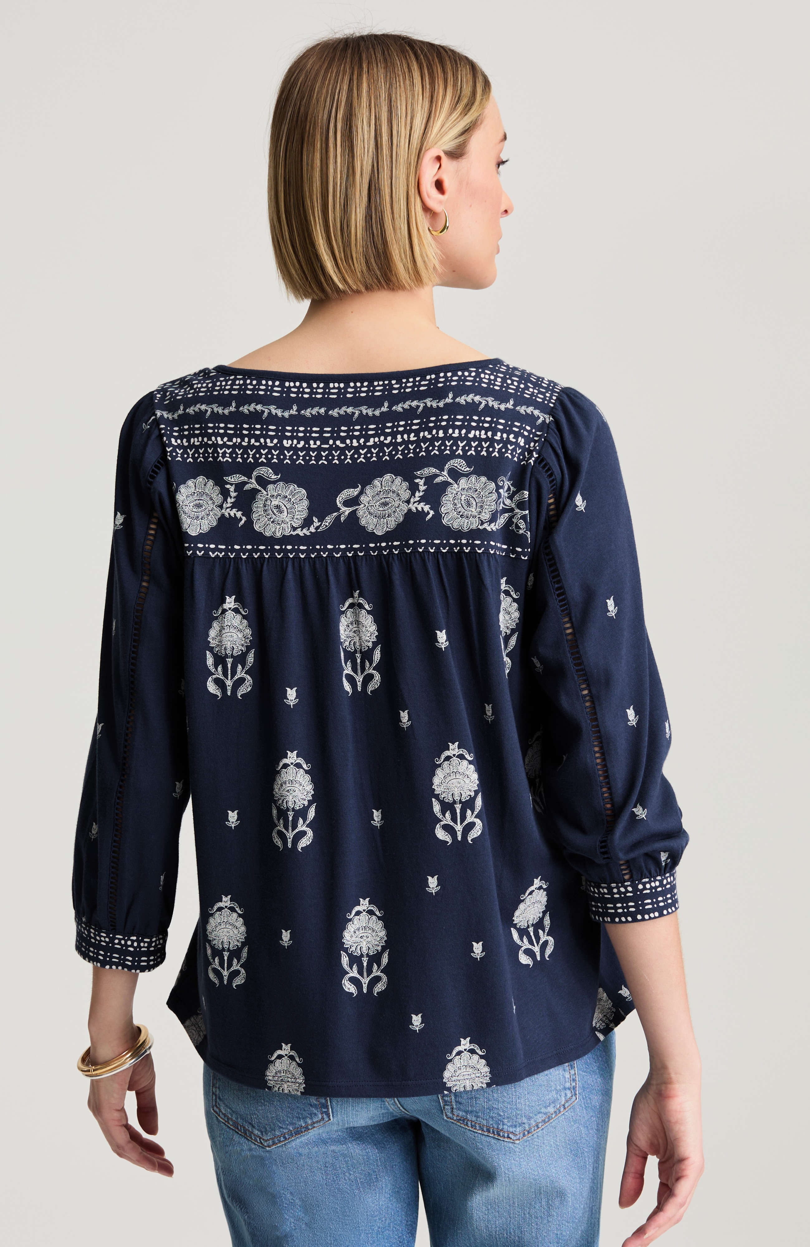 pure jill border-print top