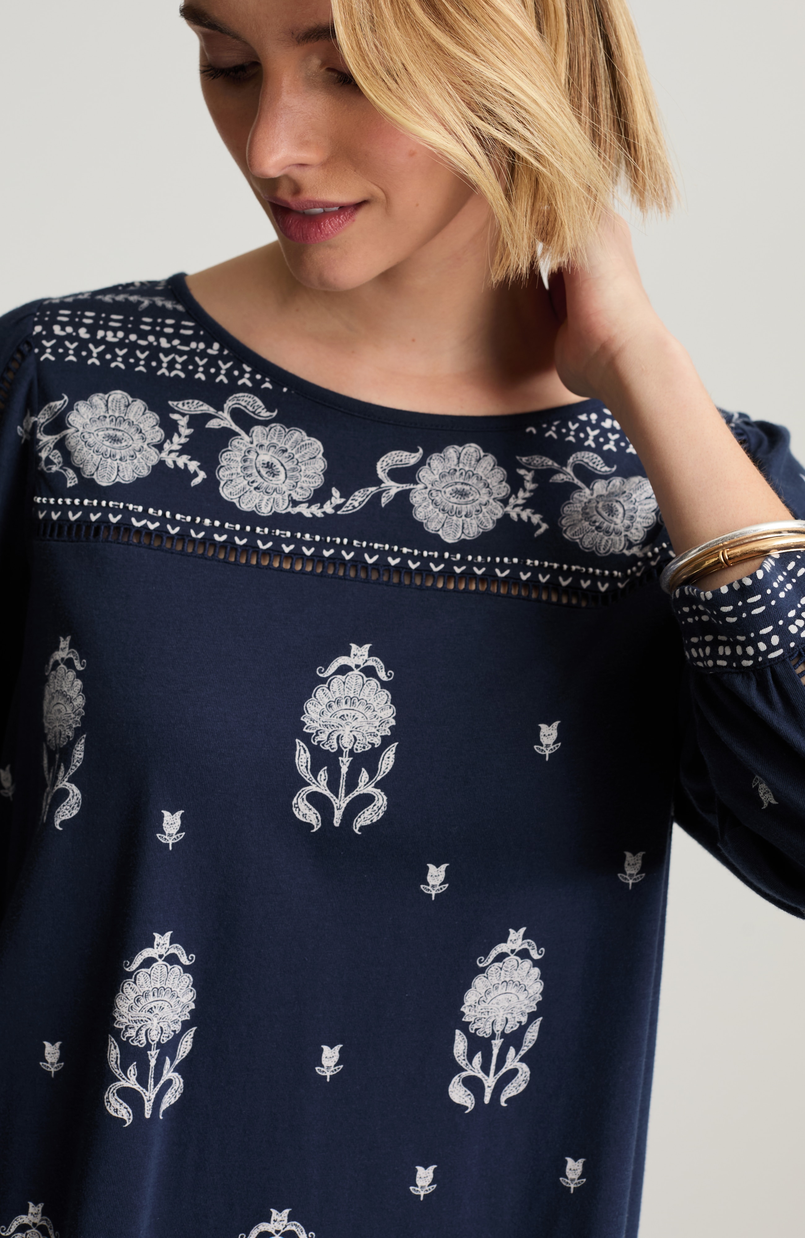 pure jill border-print top