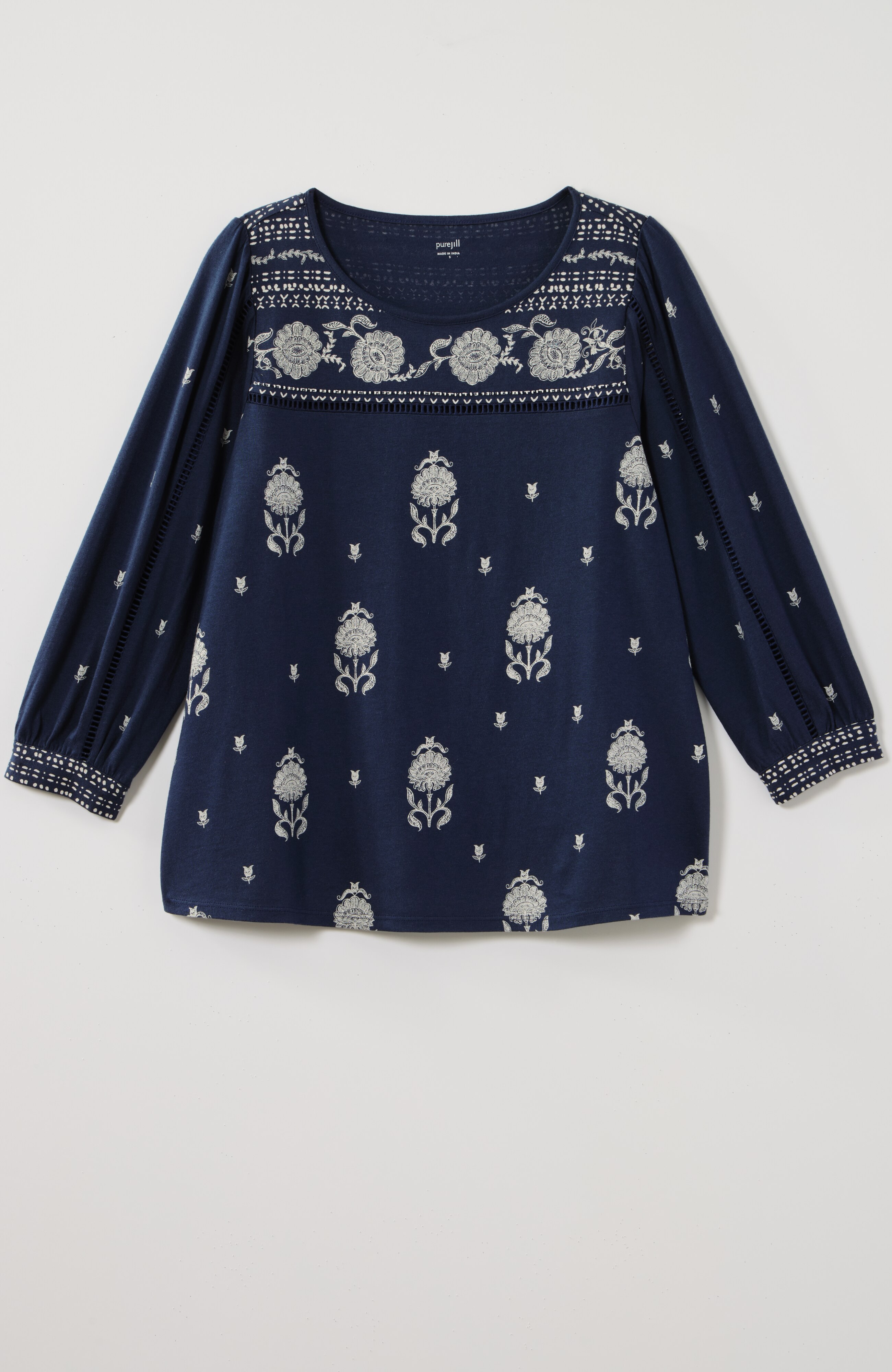 pure jill border-print top