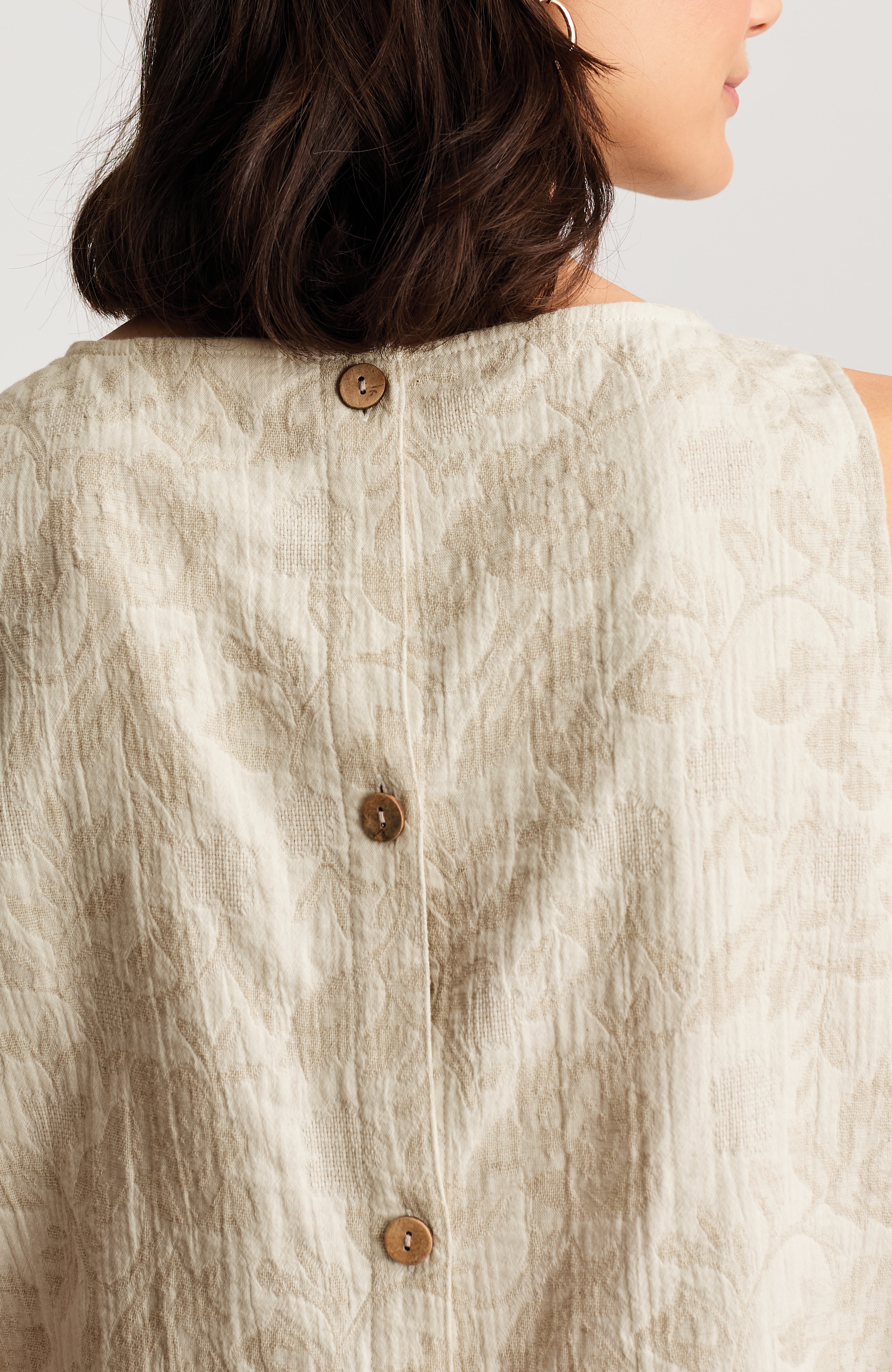 pure jill jacquard button-back tank