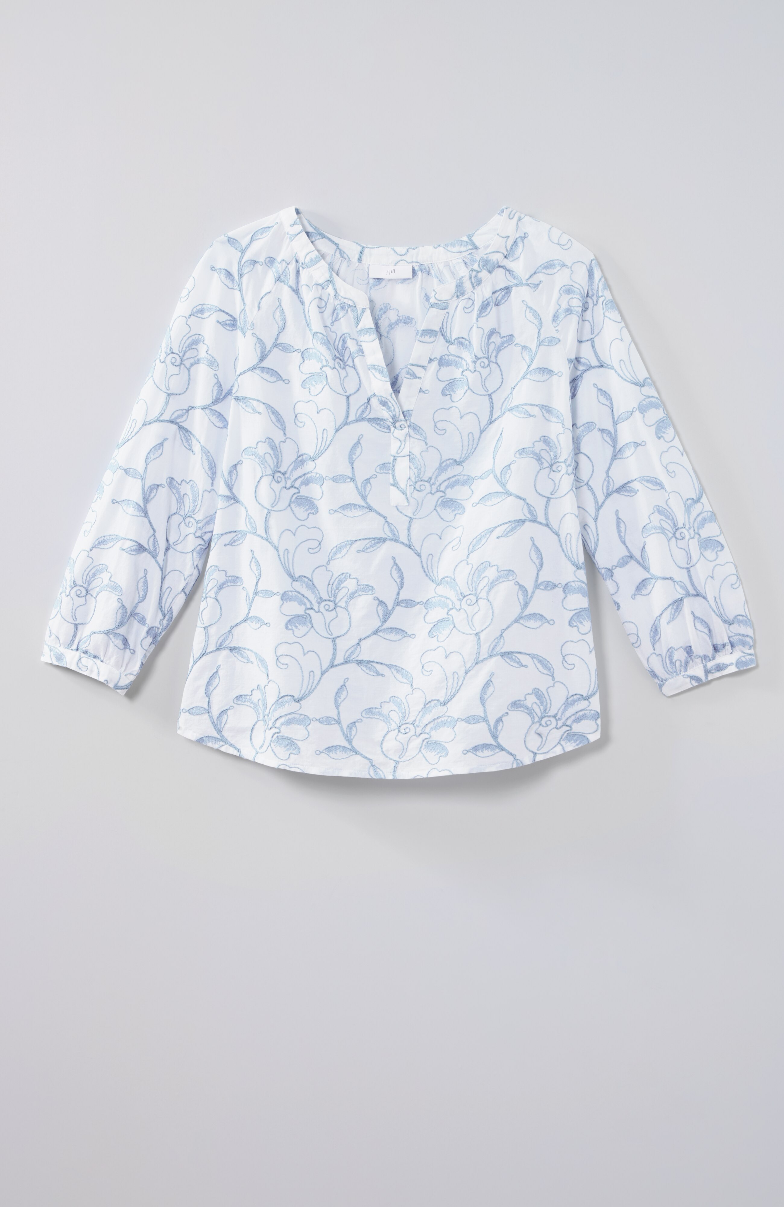 floral-embroidered peasant top