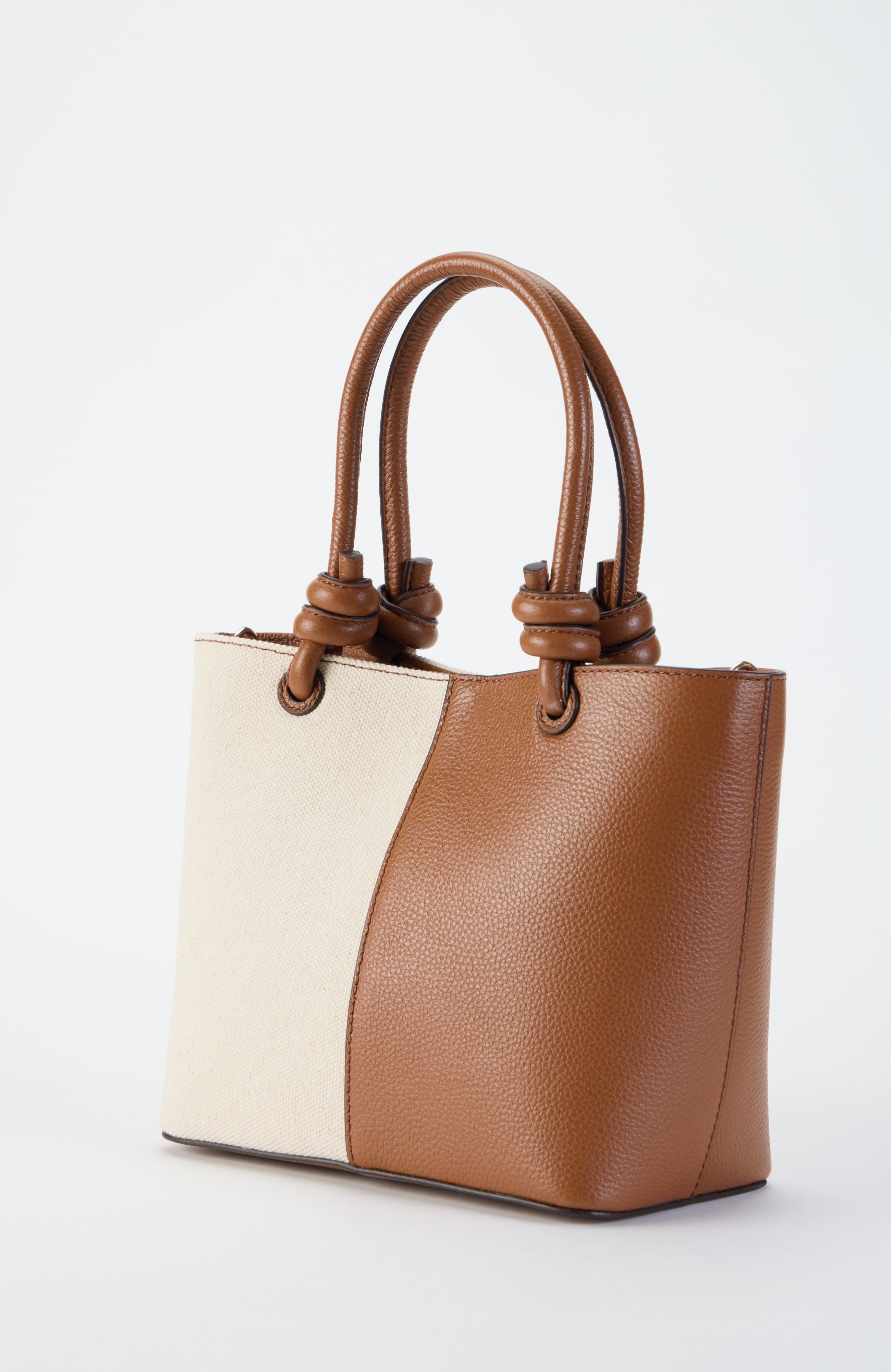 leather & canvas mini tote bag