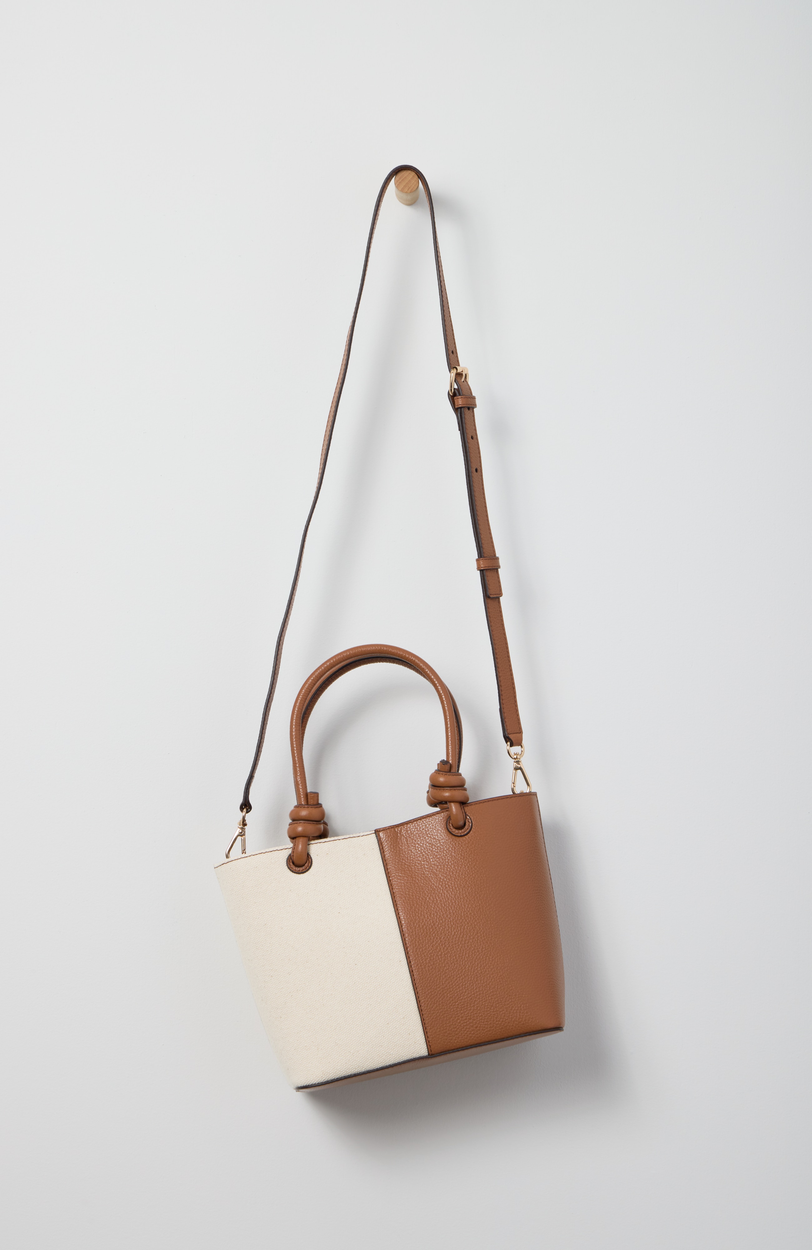 leather & canvas mini tote bag