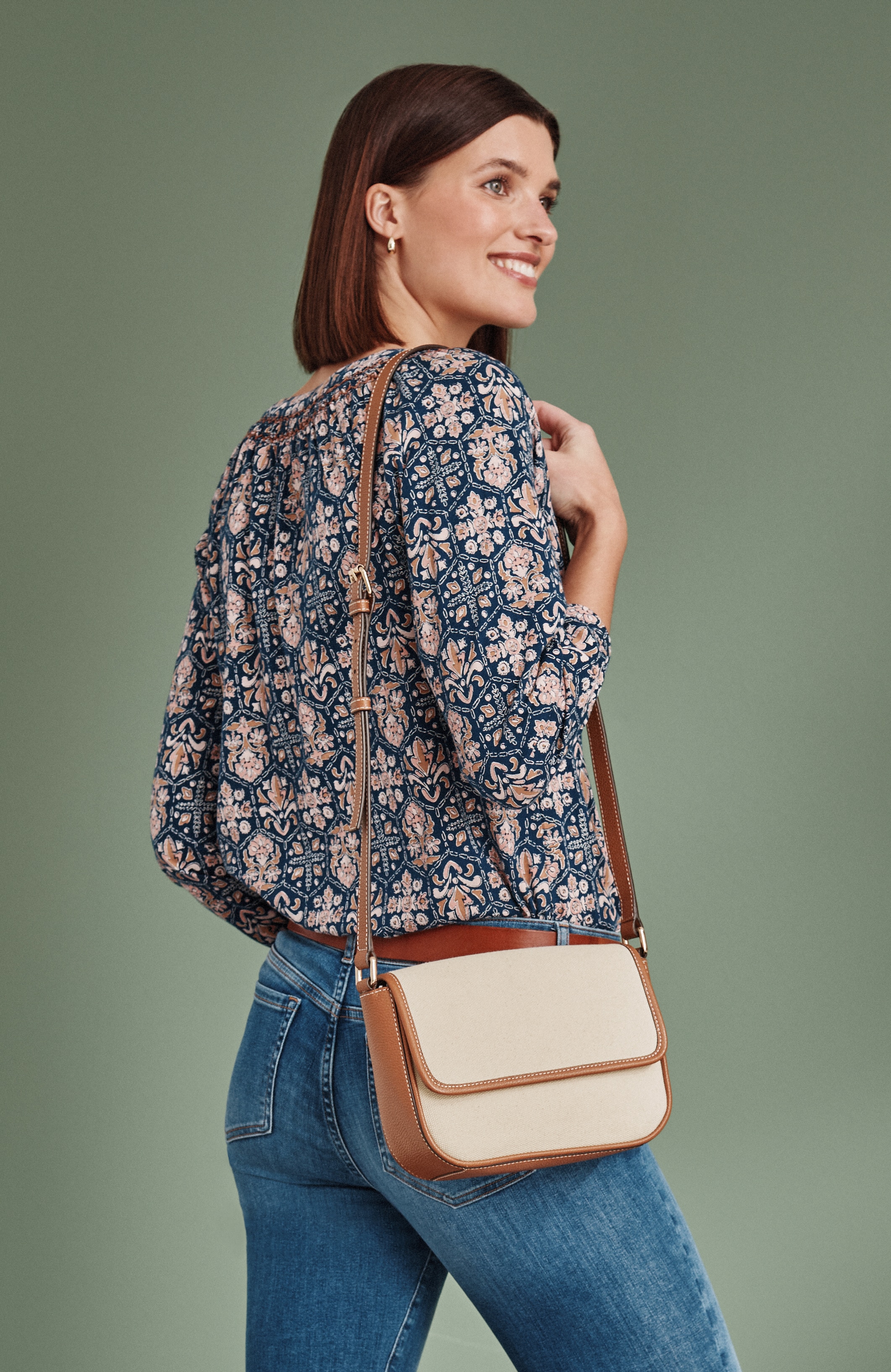 leather & canvas crossbody