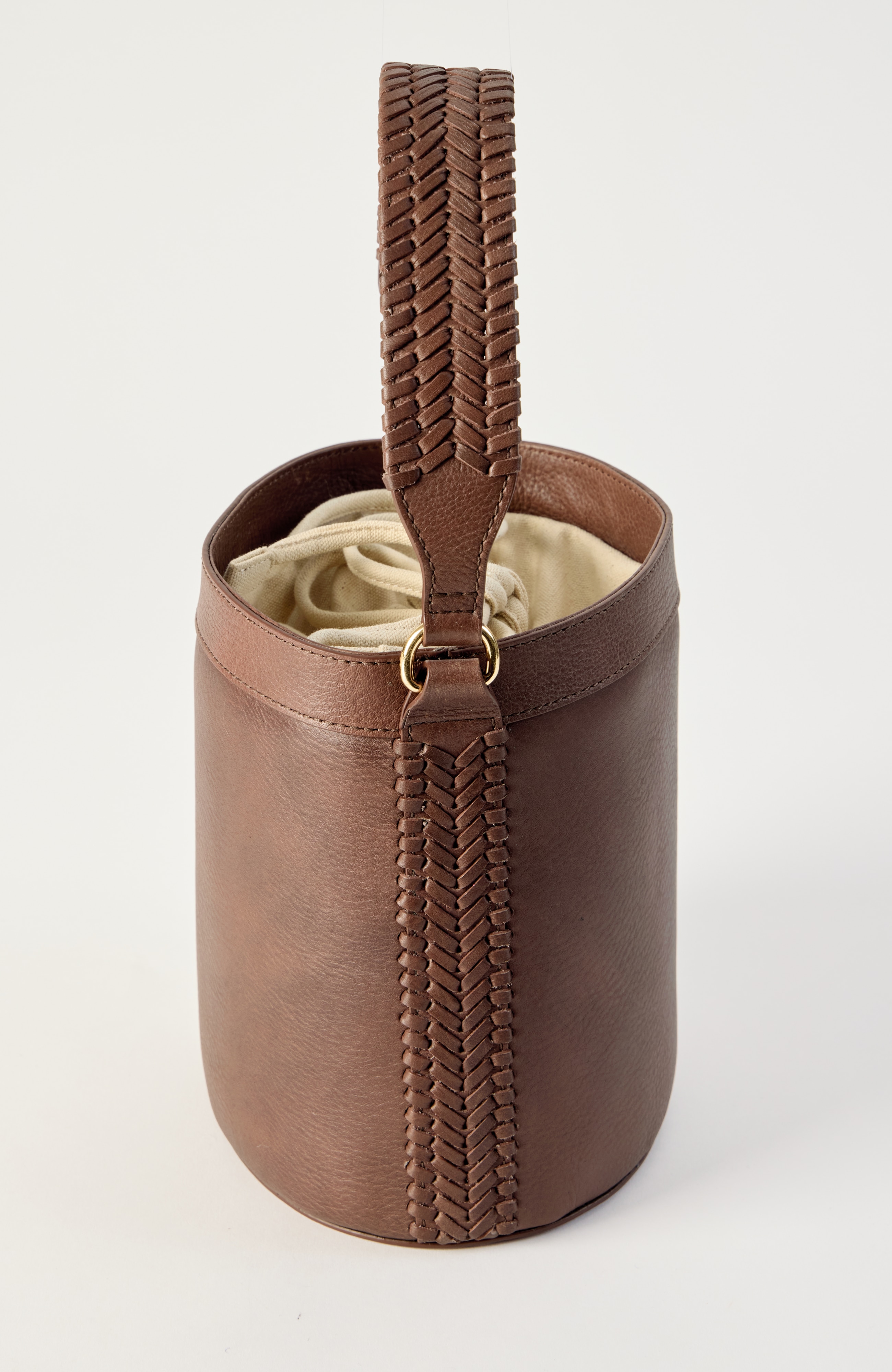 leather & canvas bucket bag