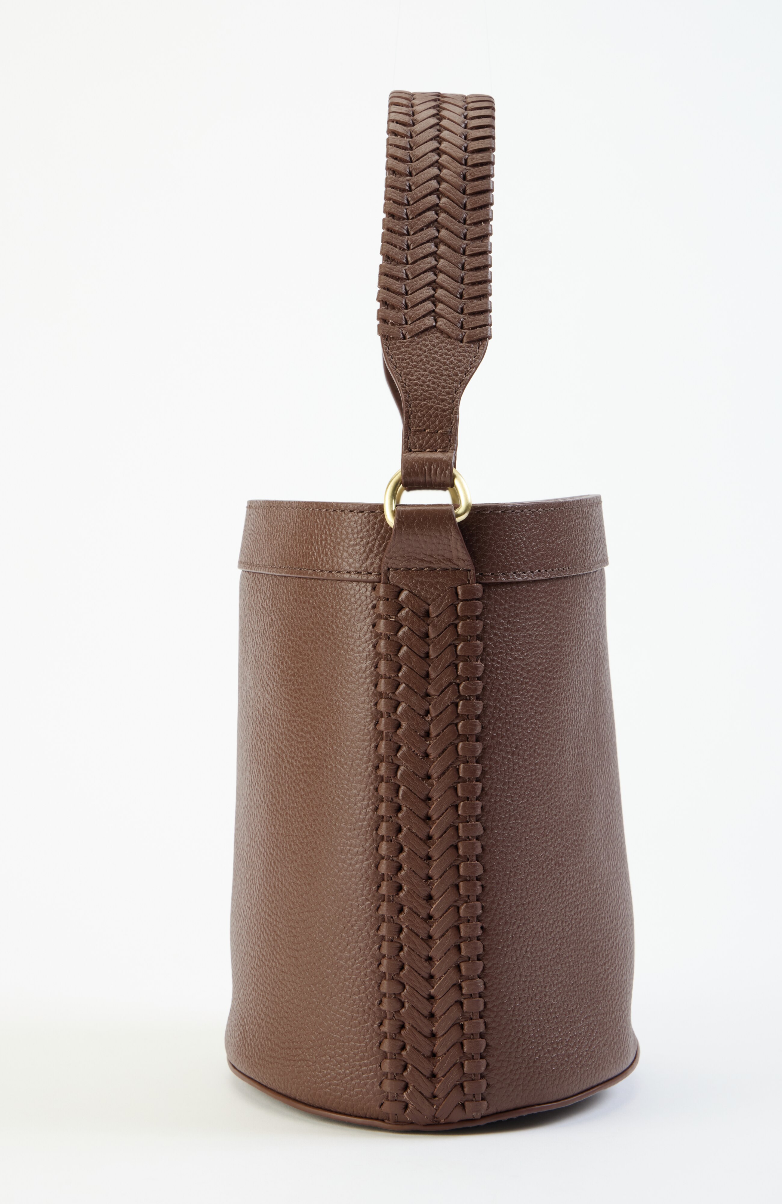 leather & canvas bucket bag