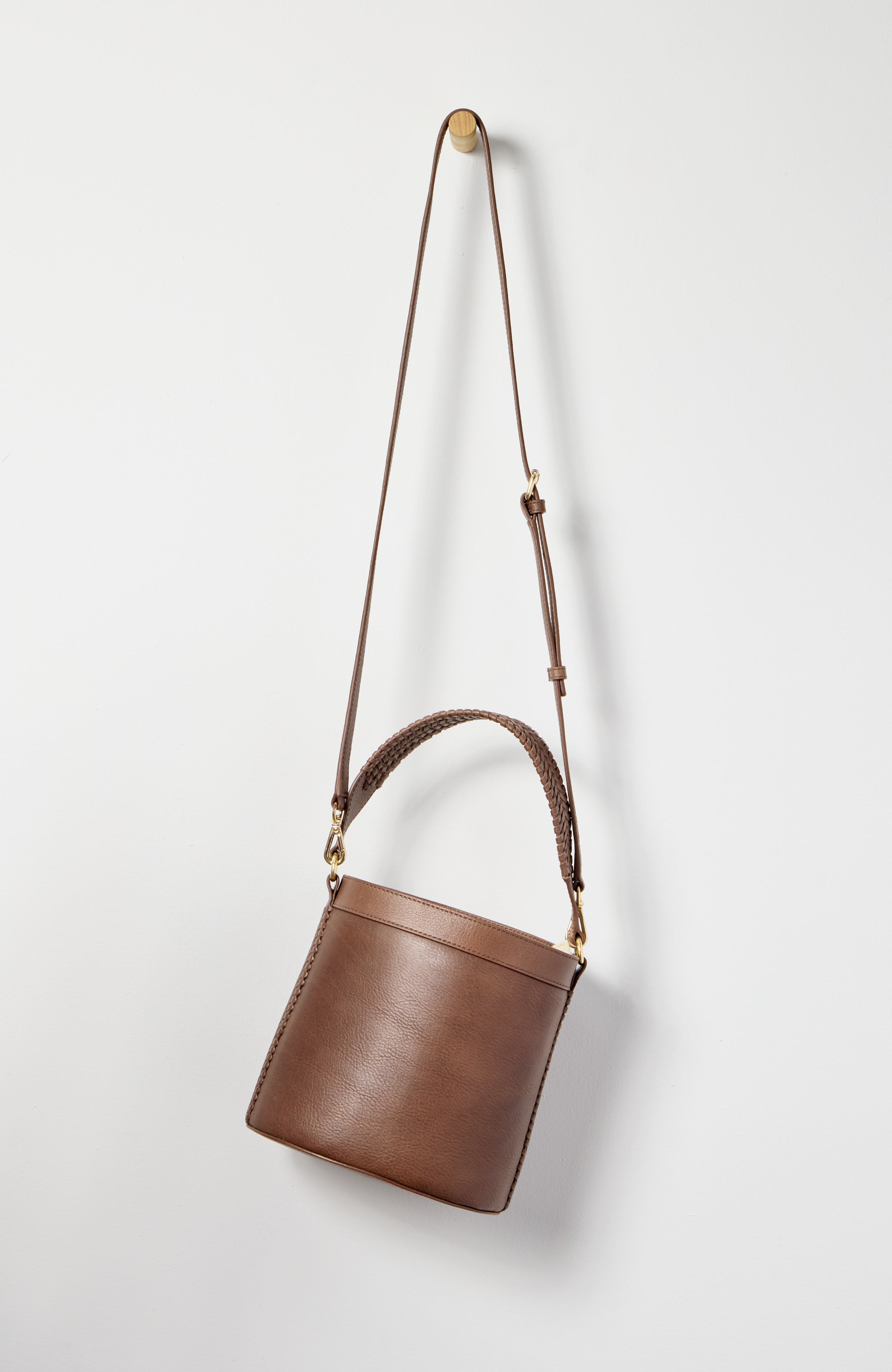 leather & canvas bucket bag