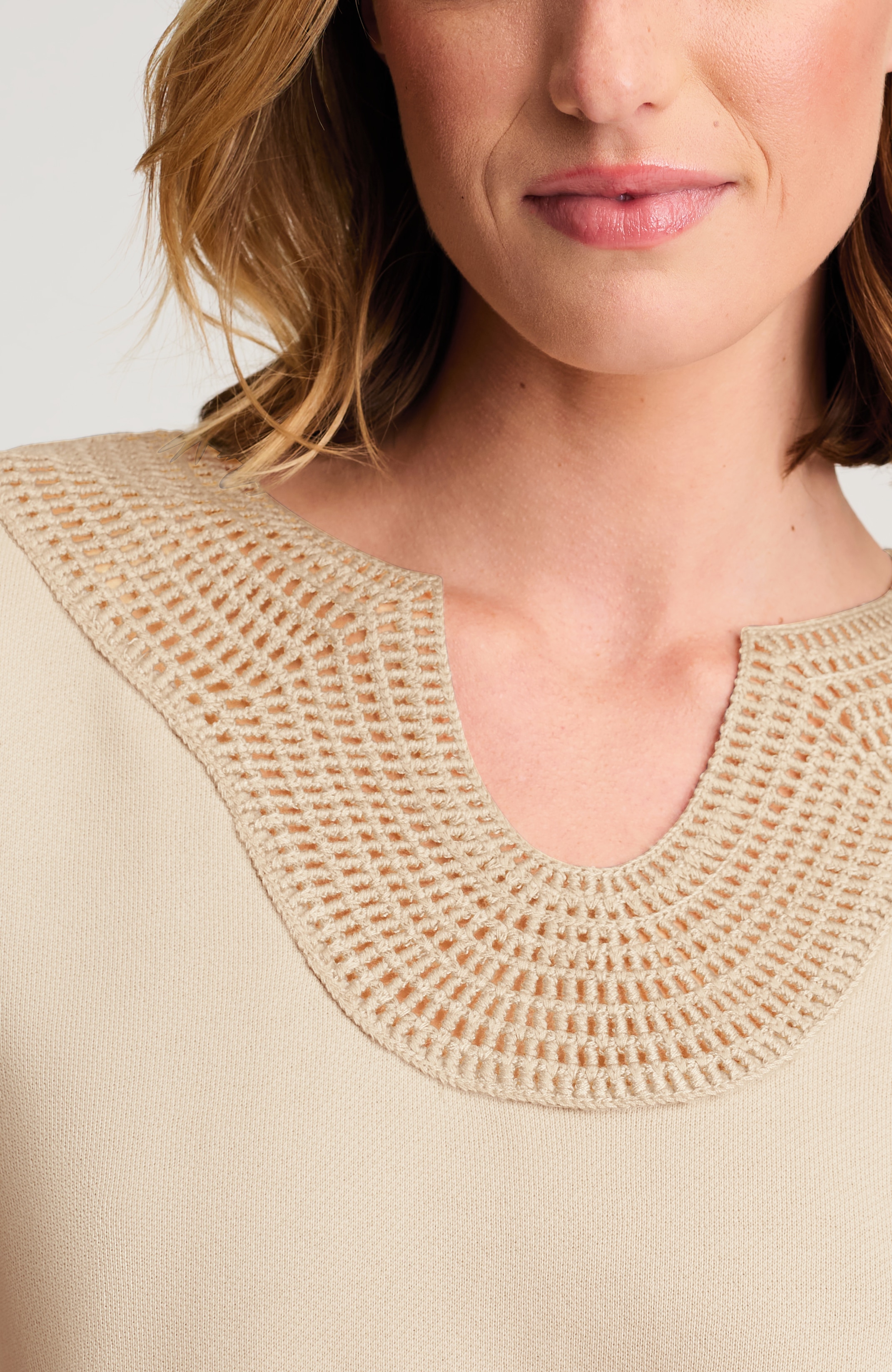 pure jill sweater-trim sweatshirt