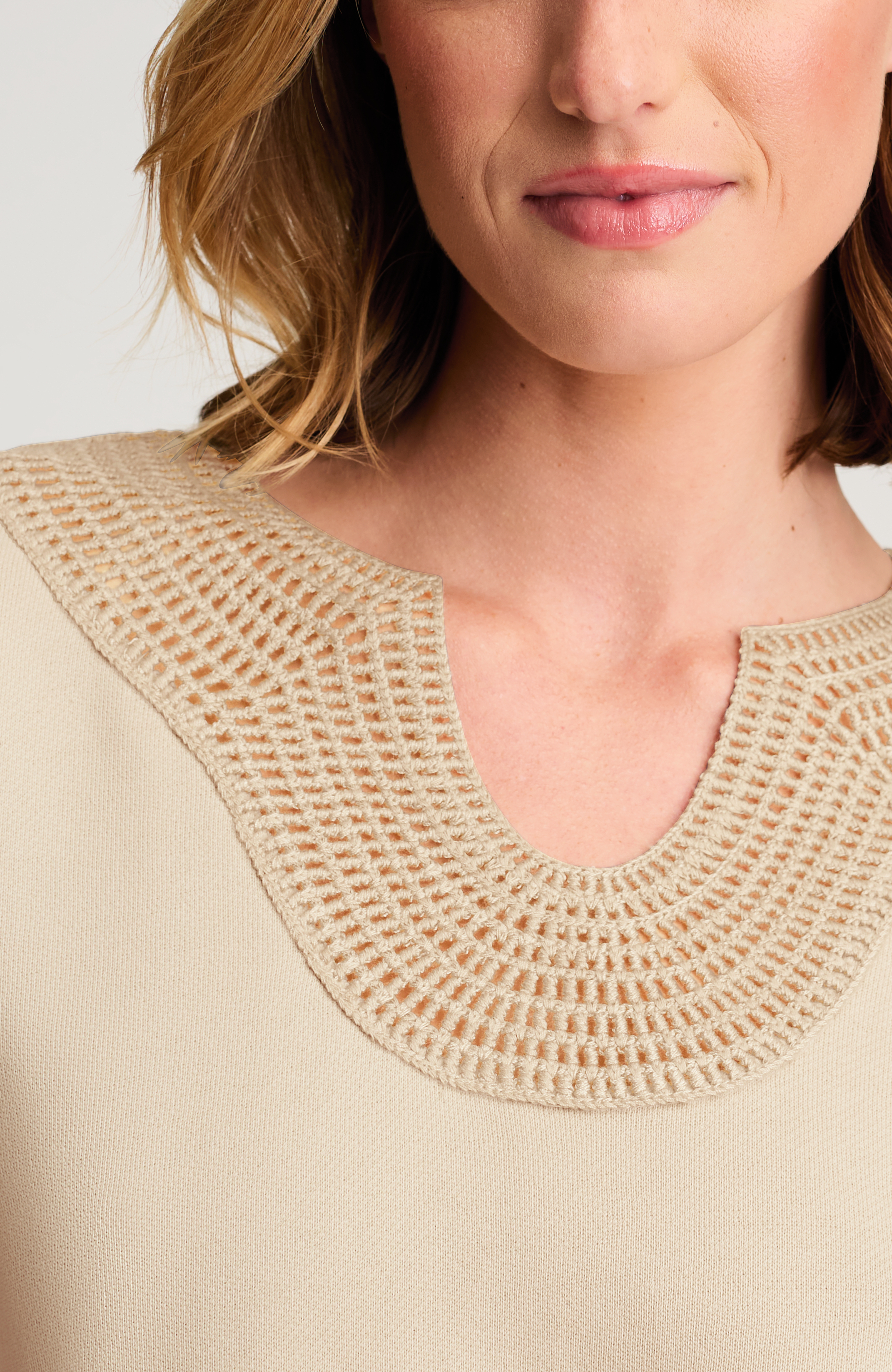 Pure Jill Sweater-Trim Sweatshirt - image 2