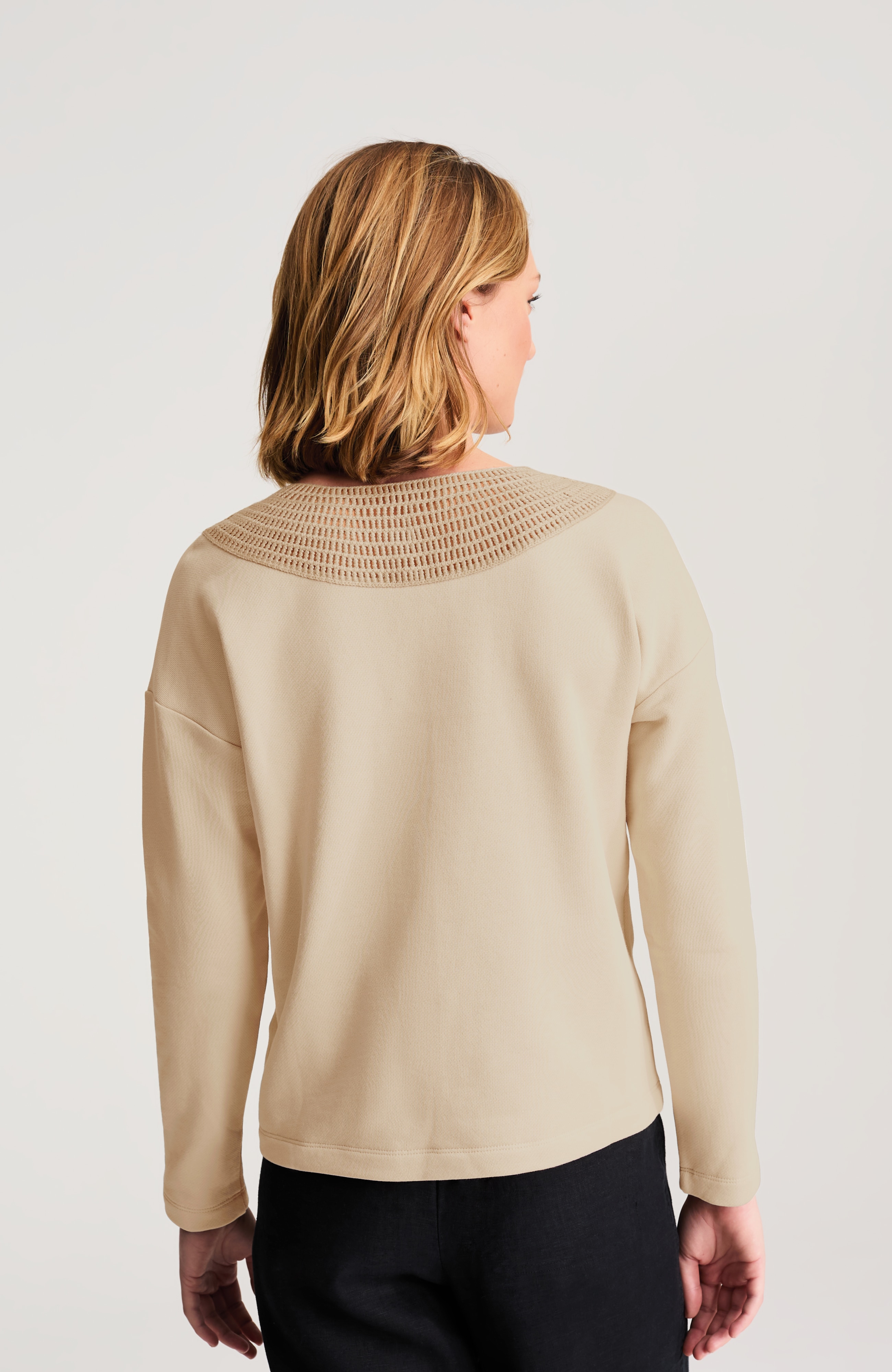 pure jill sweater-trim sweatshirt