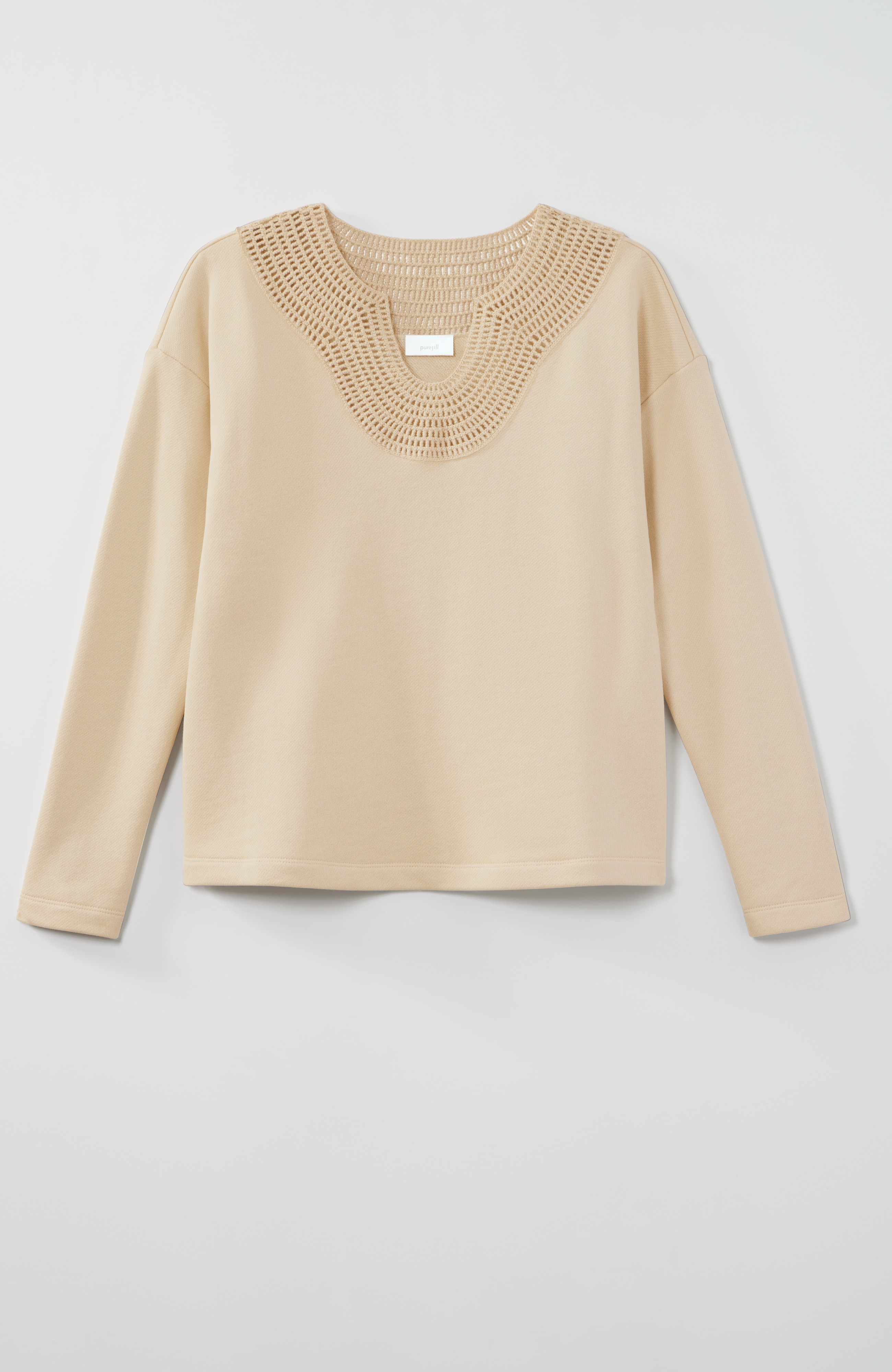pure jill sweater-trim sweatshirt
