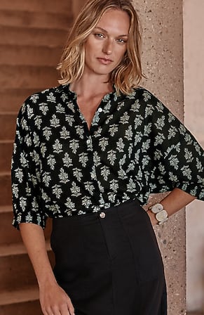 Image for Pure Jill Block-Printed Button-Front Shirt