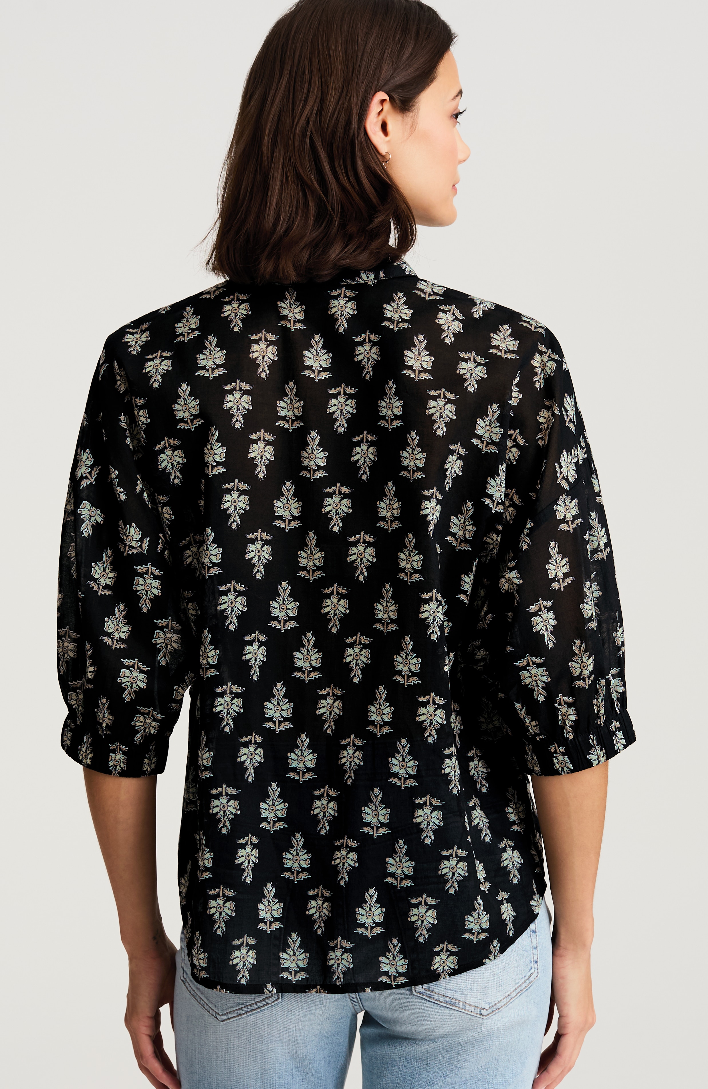 pure jill block-printed button-front shirt