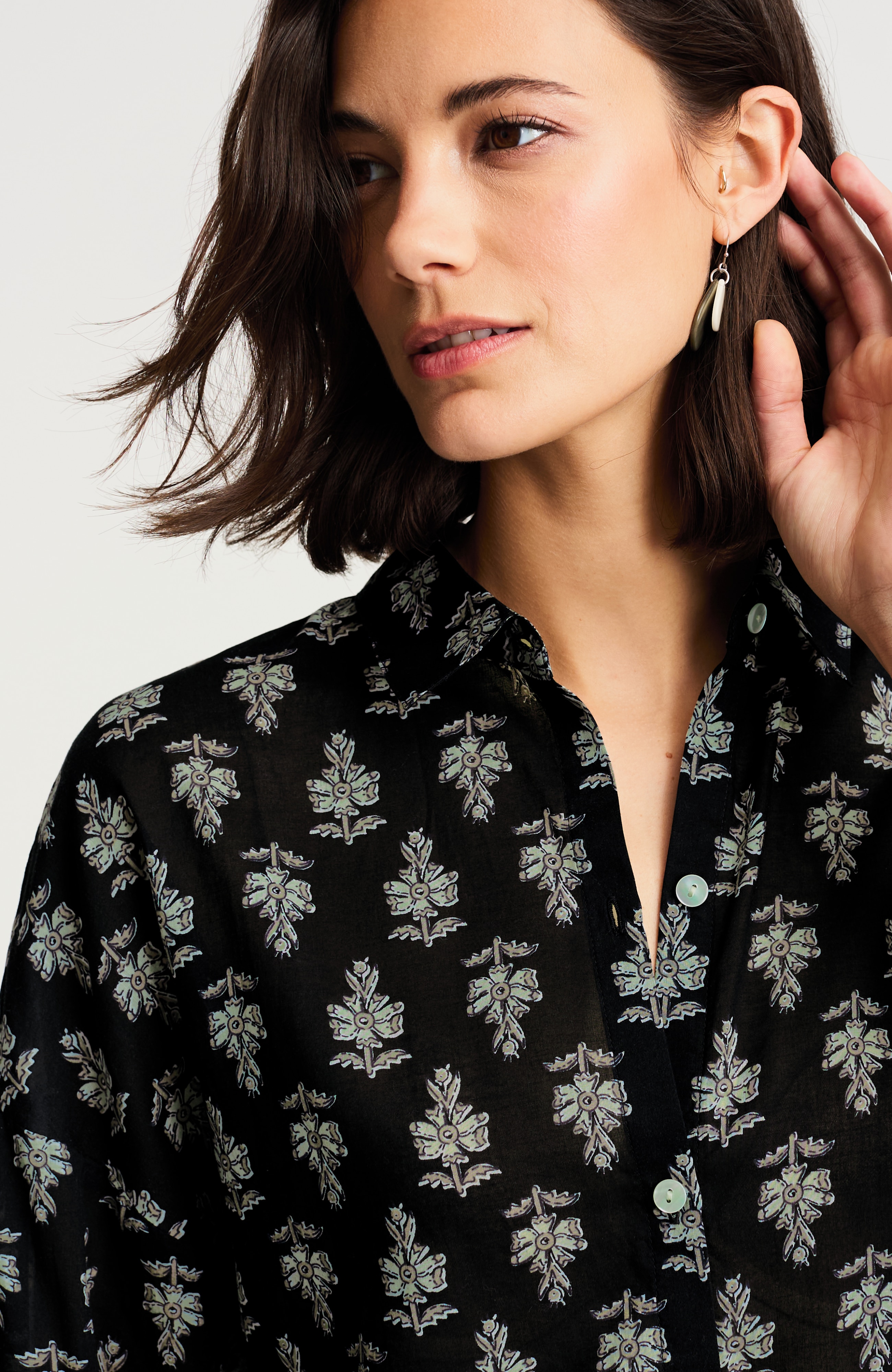 pure jill block-printed button-front shirt