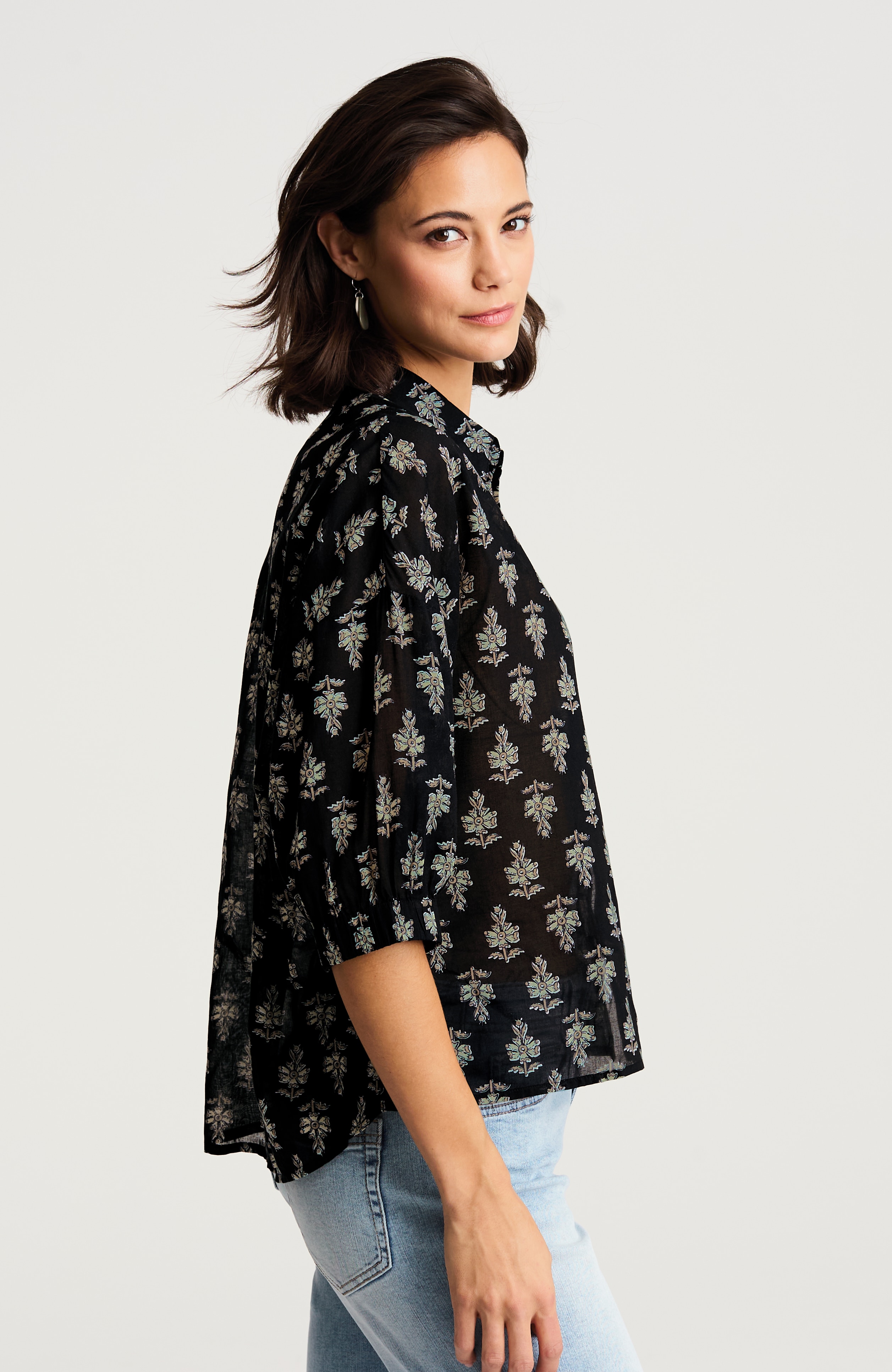 pure jill block-printed button-front shirt