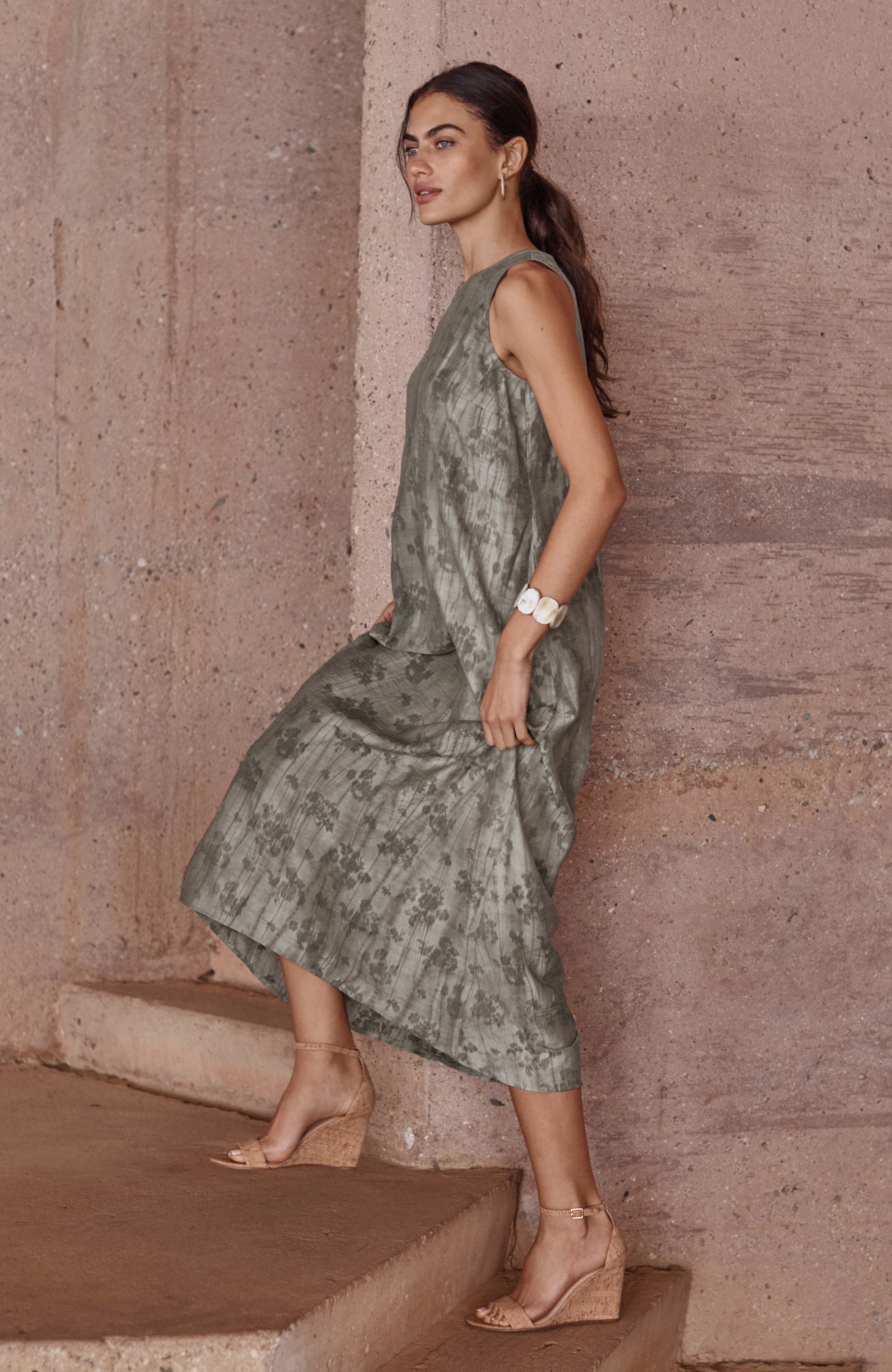pure jill crinkled jacquard dress