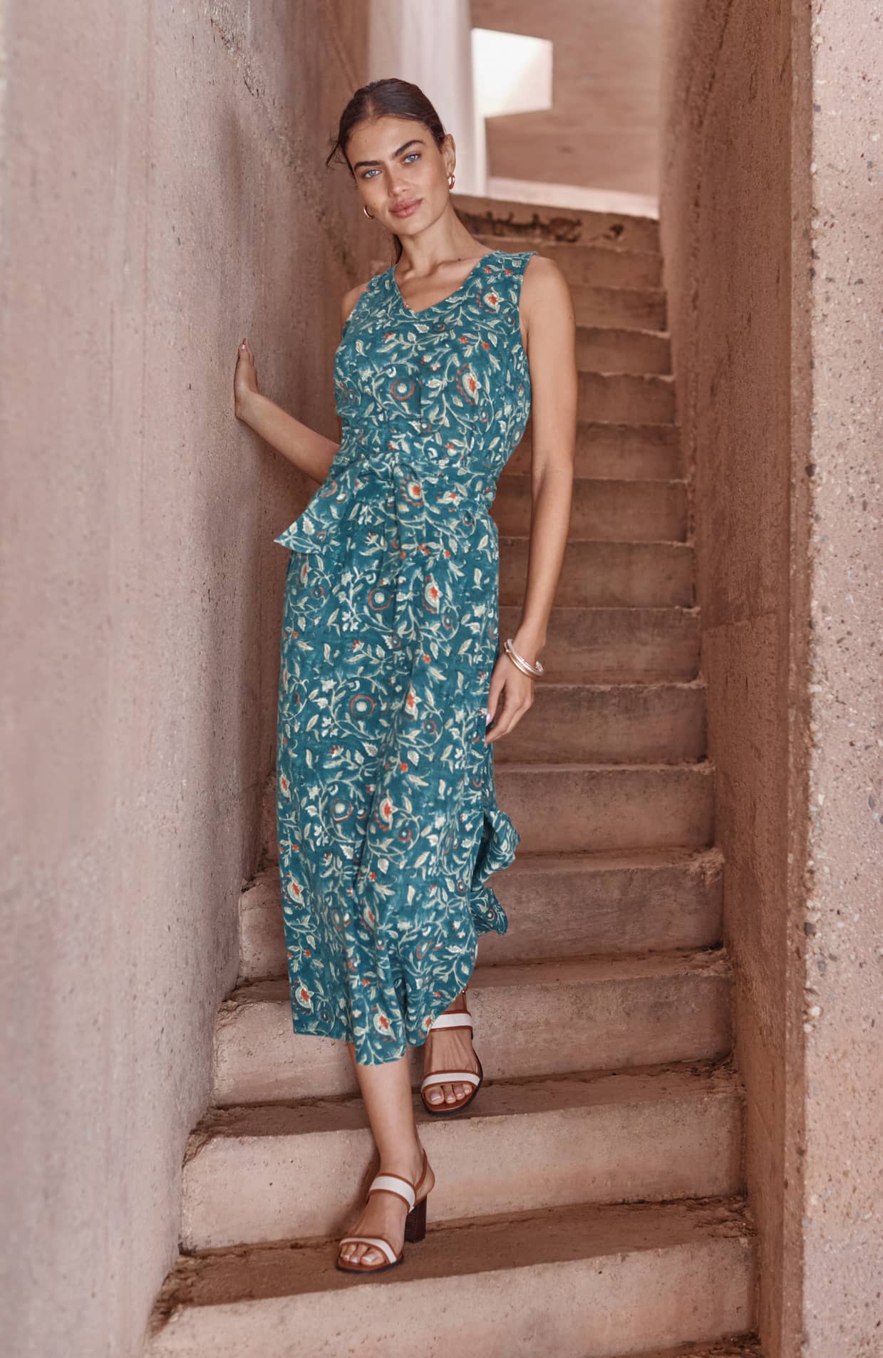 Pure Jill Block-Printed Tie-Waist Dress | JJill