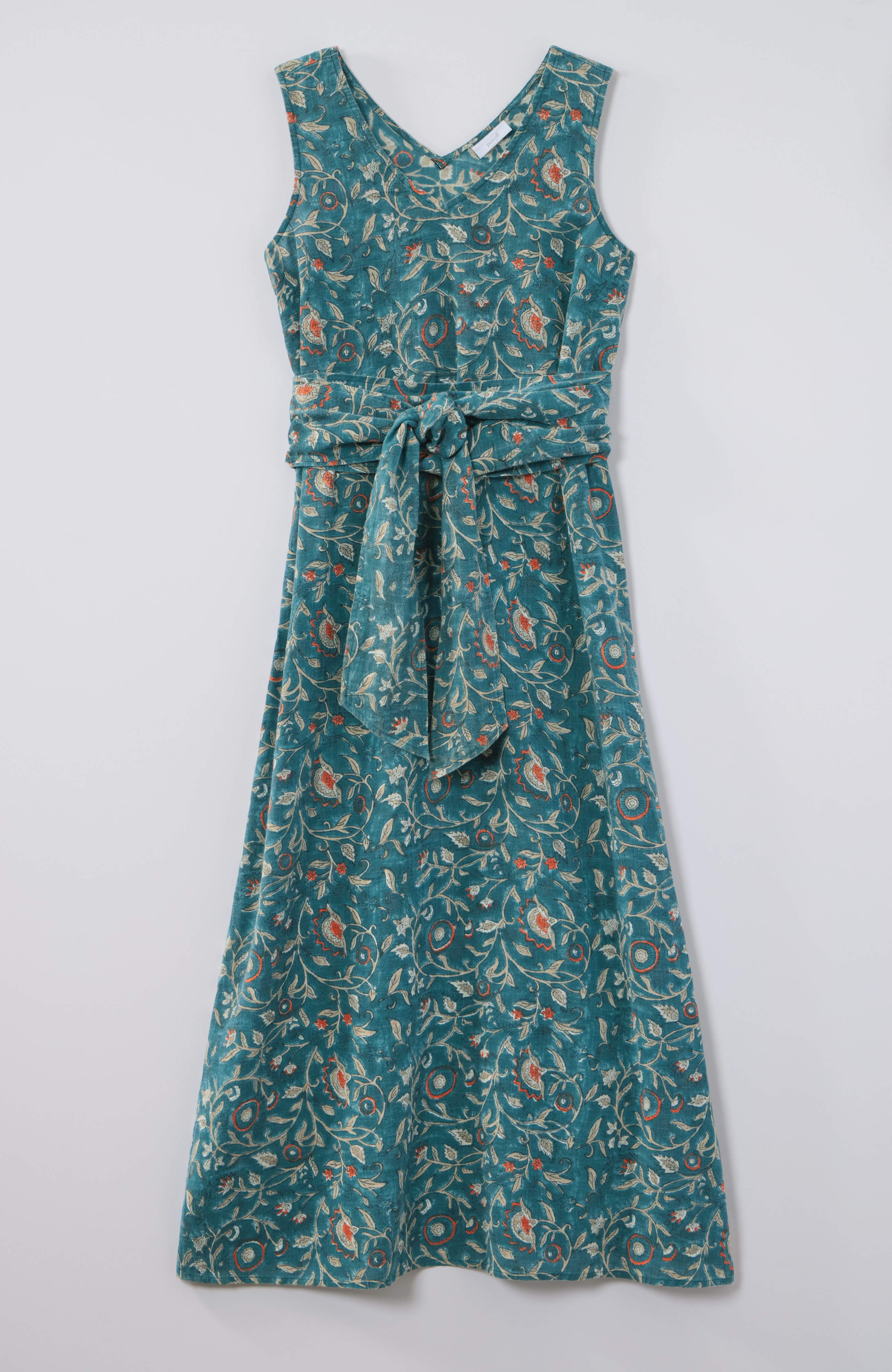 pure jill block-printed tie-waist dress
