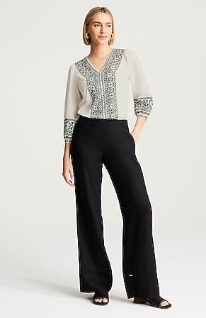 Image for Pure Jill Linen-Blend Wide-Leg Pants