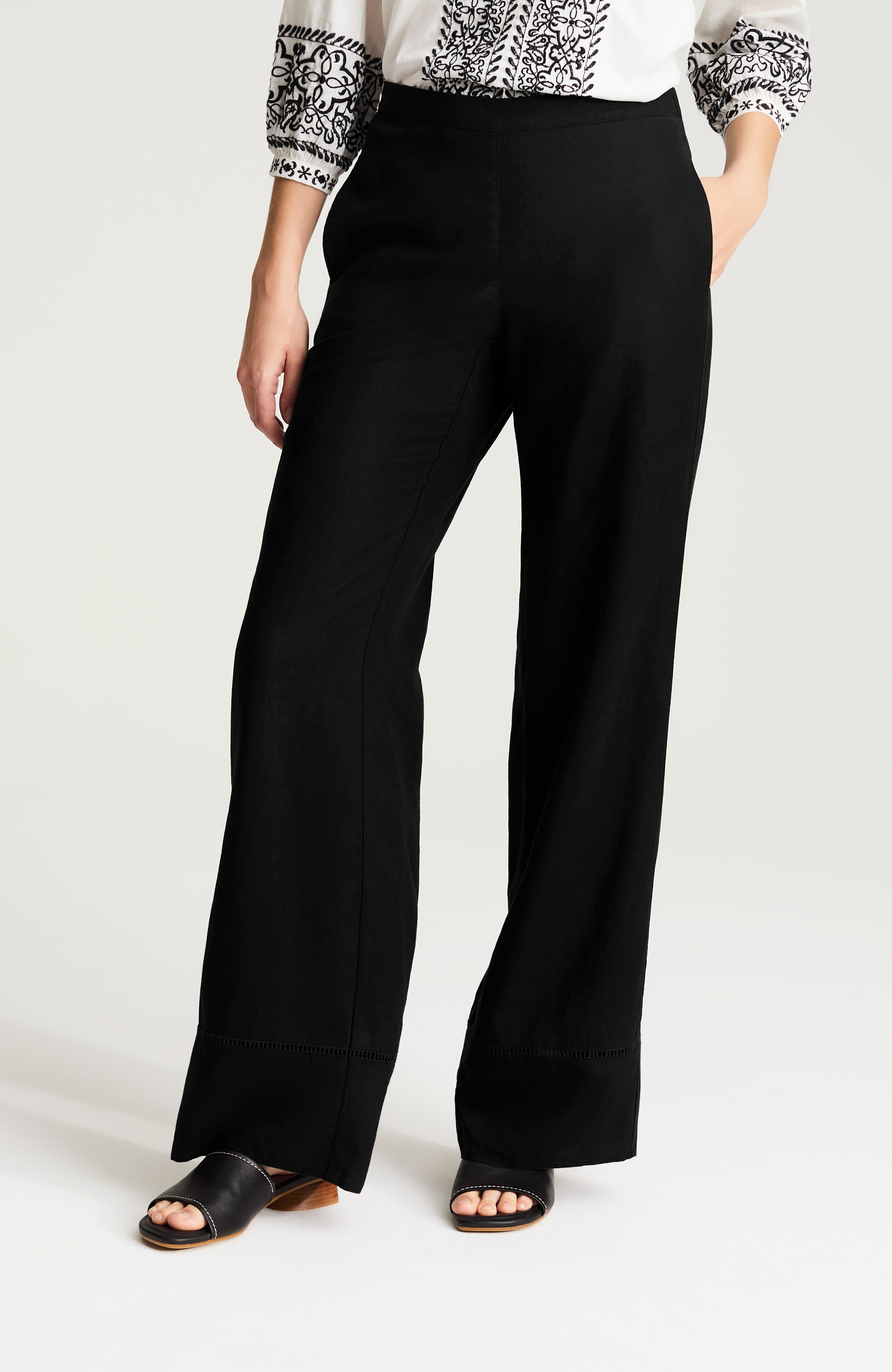pure jill linen-blend wide-leg pants