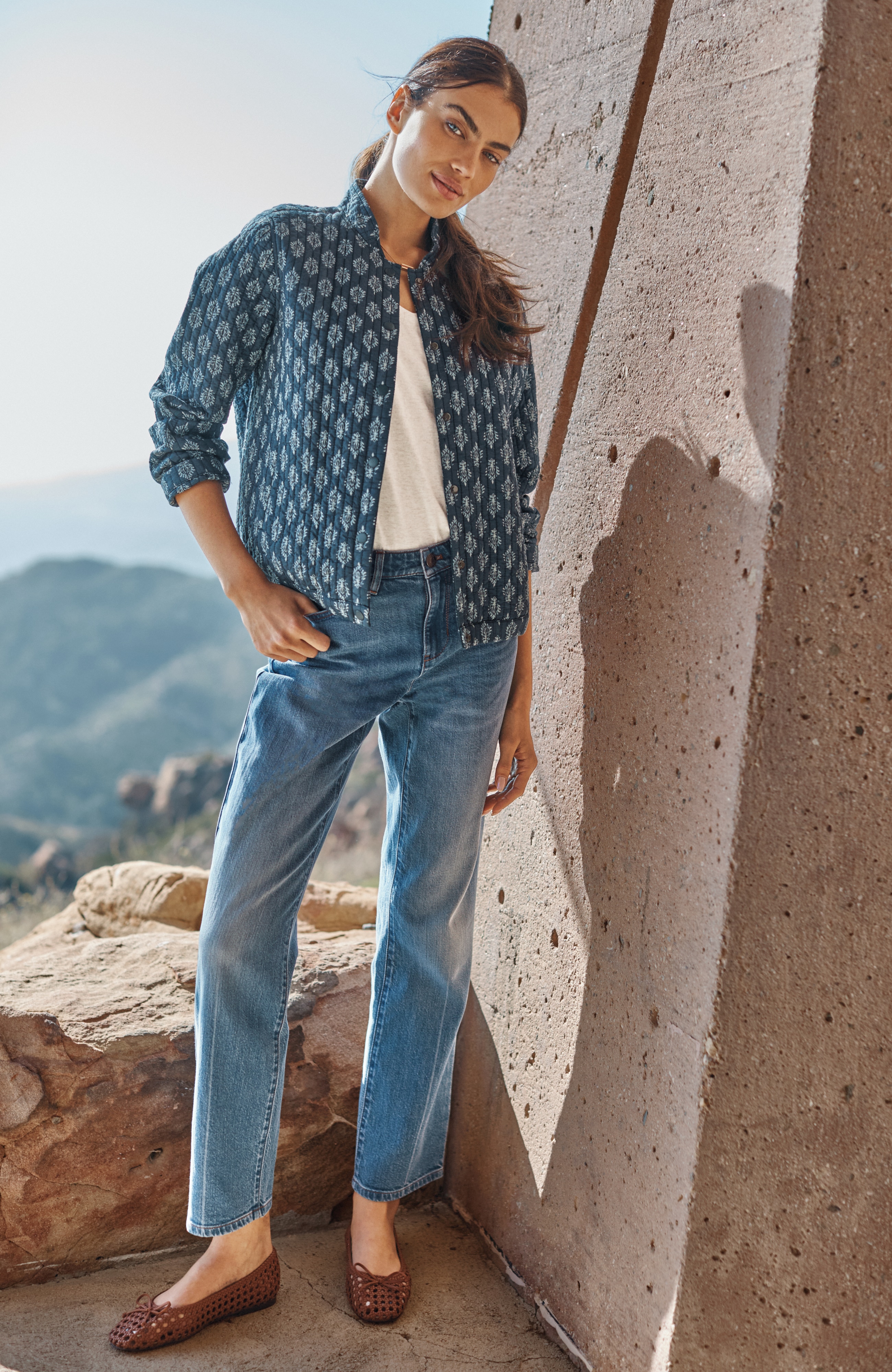 pure jill quilted snap-front jacket