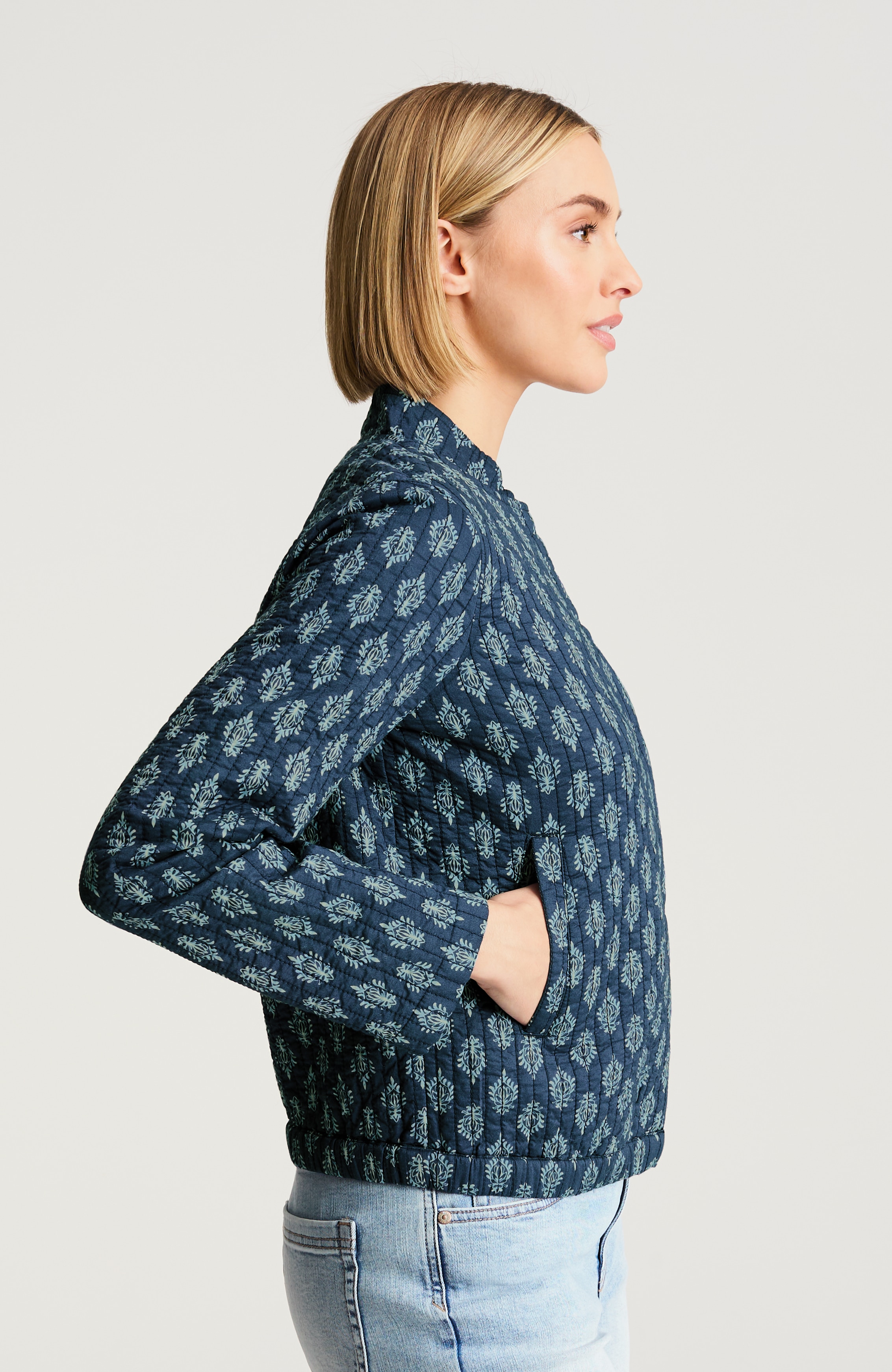 pure jill quilted snap-front jacket