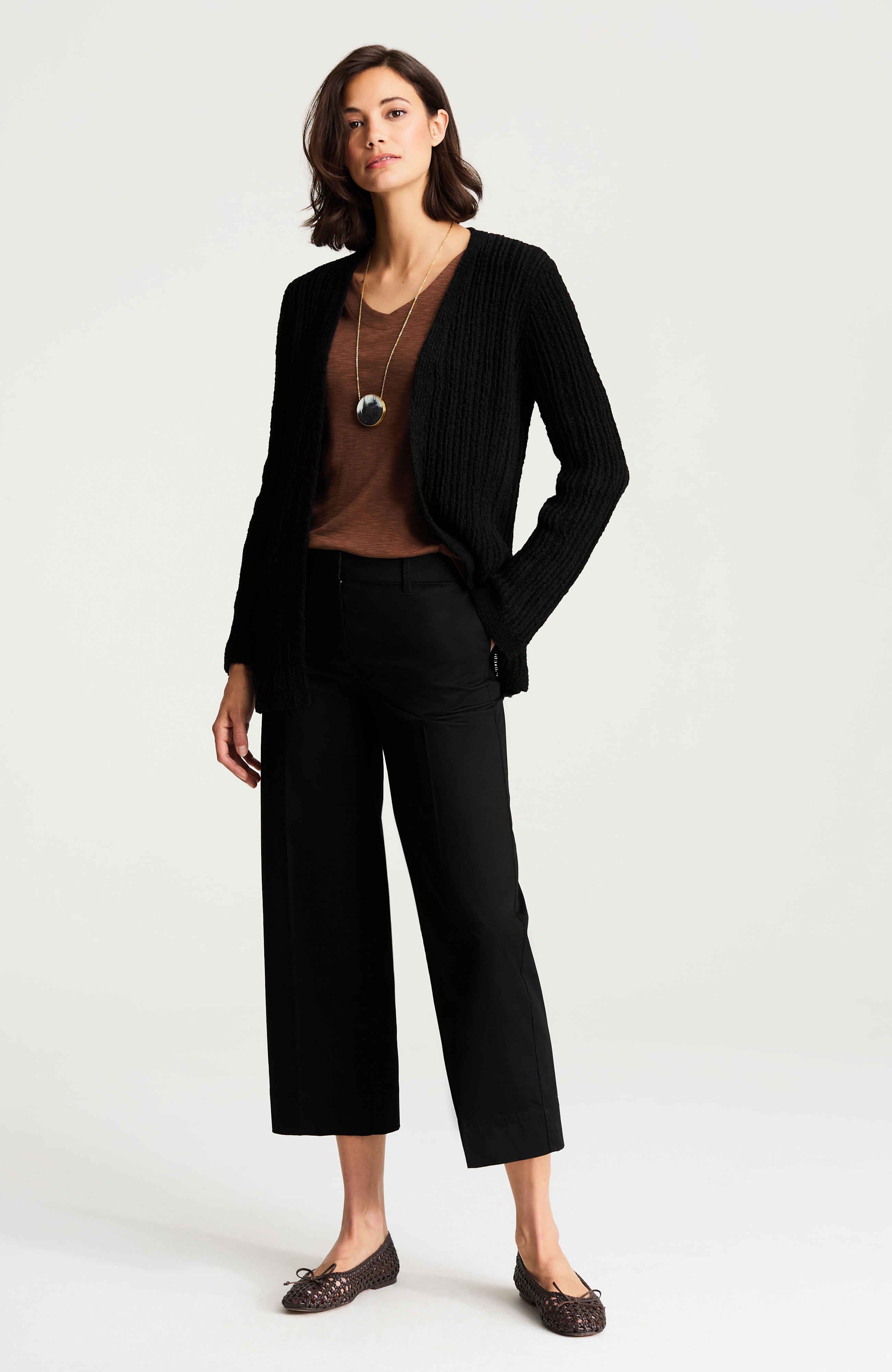 cotton-stretch wide-leg crops