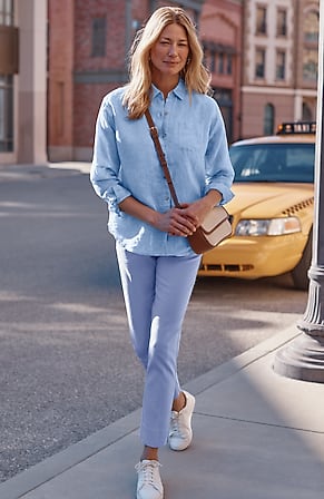 Image for Versatile Cotton-Stretch Slim-Leg Pants