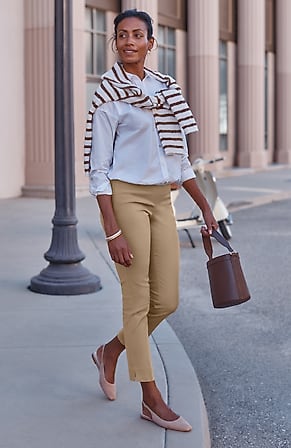 Image for Versatile Cotton-Stretch Slim-Leg Pants
